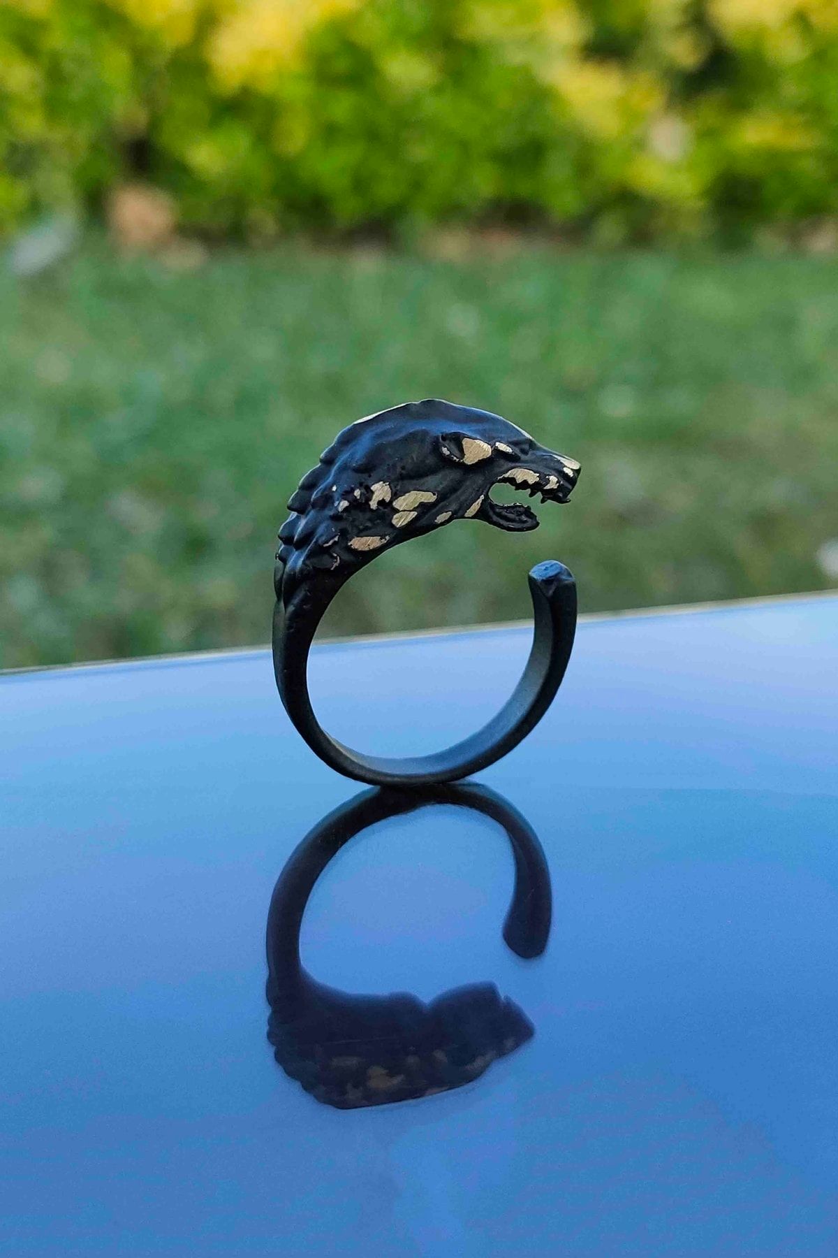 Black online wolf ring
