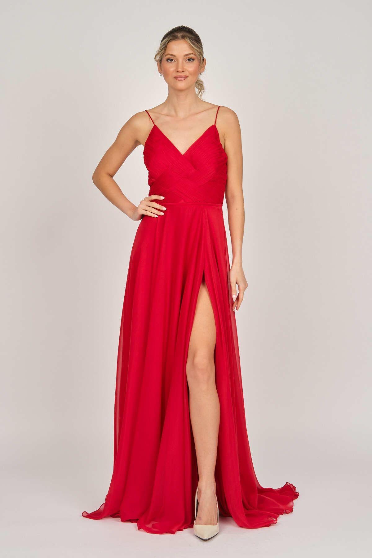 Dark red sales floor length dress