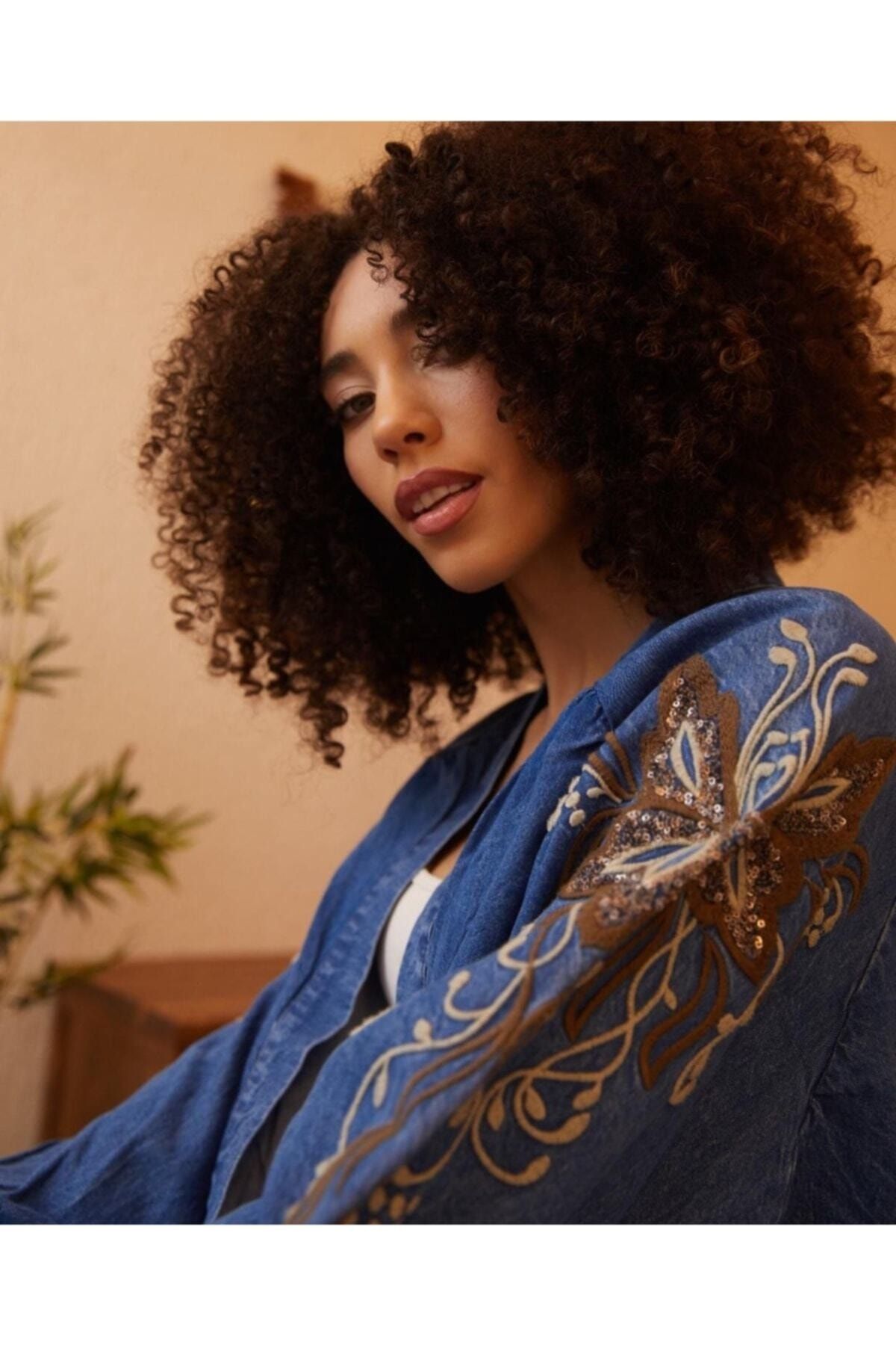 Denim kimono best sale