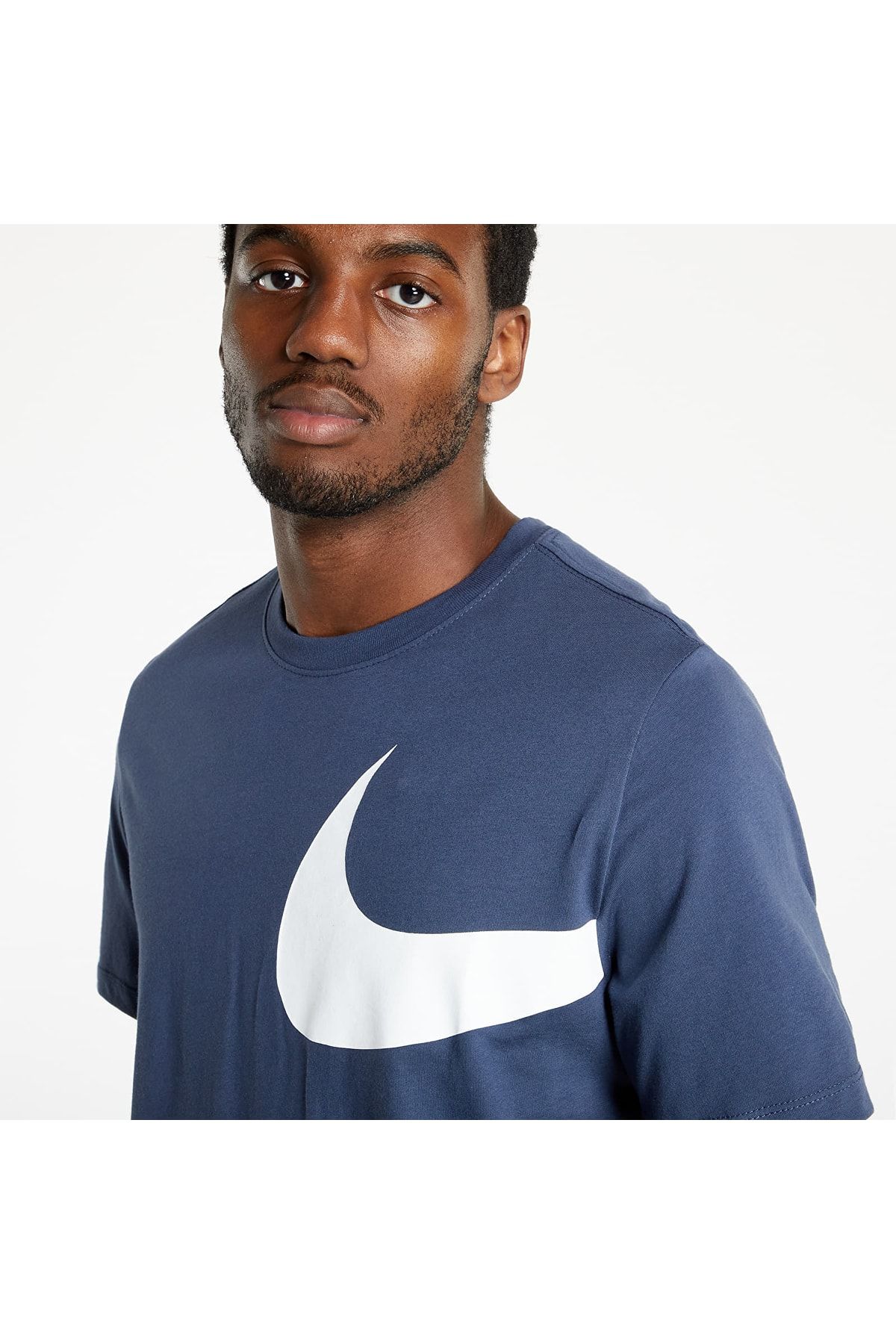 White nike shirt with blue top swoosh