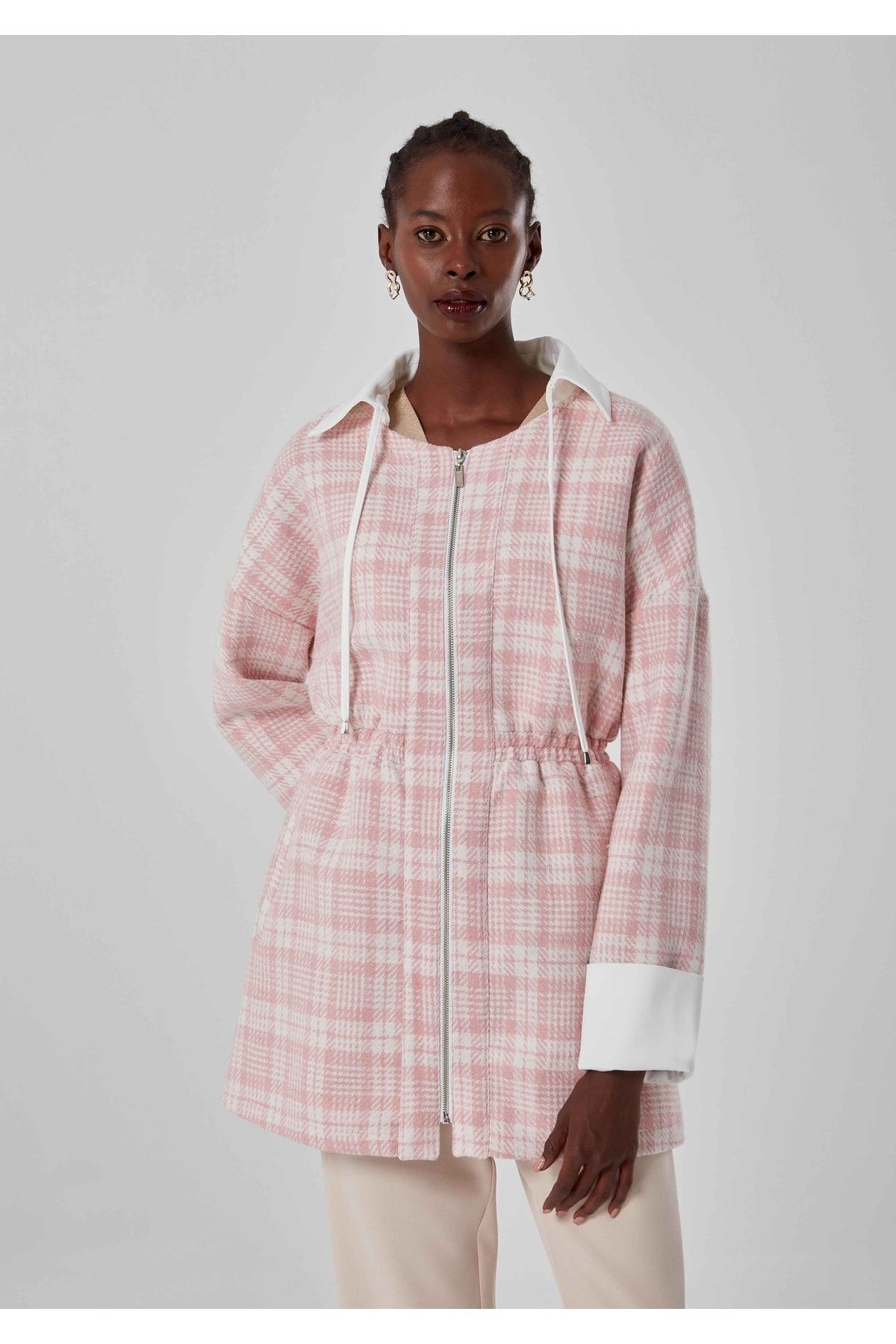 Pink shop tartan coat
