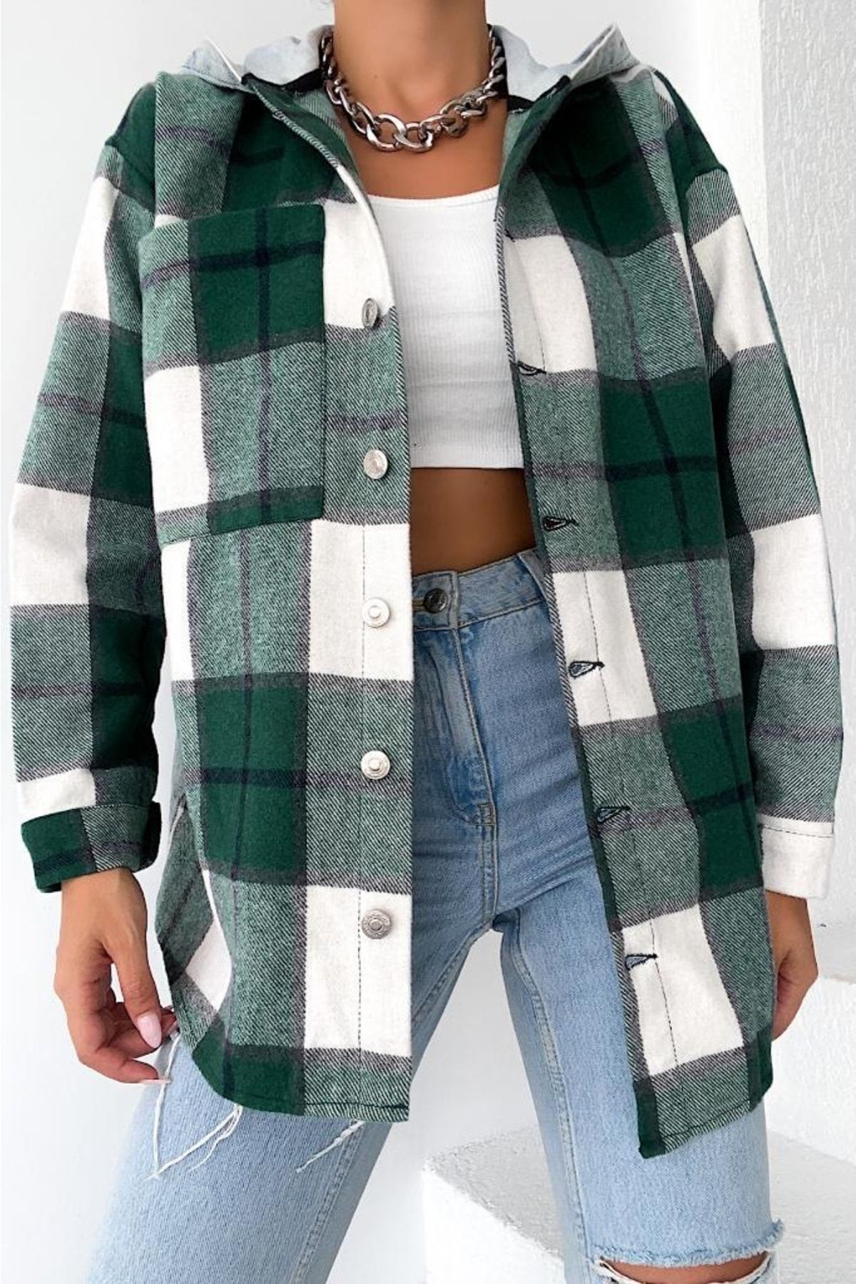 Green lumberjack shop jacket
