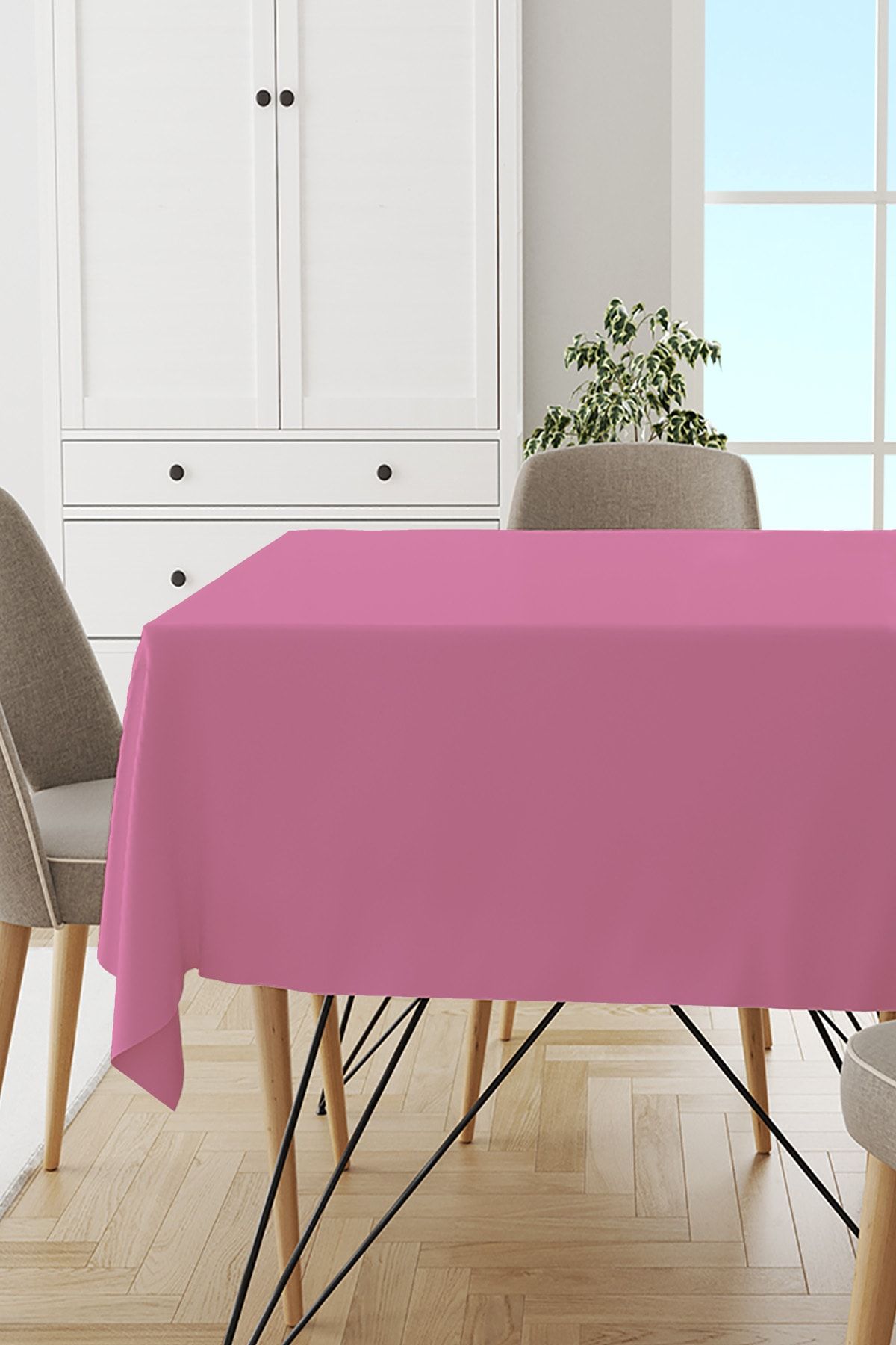 Lizia Home Pink Plain Tablecloth Thai Feather Velvet Stain