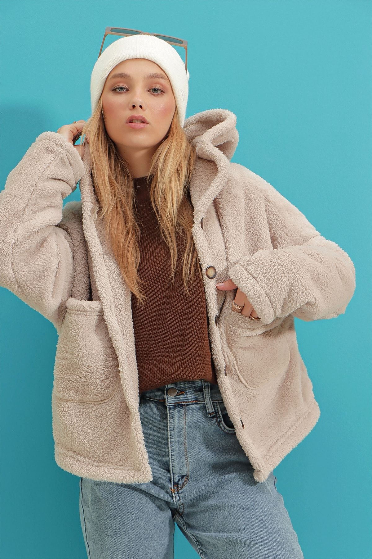Bershka teddy bear on sale jacket