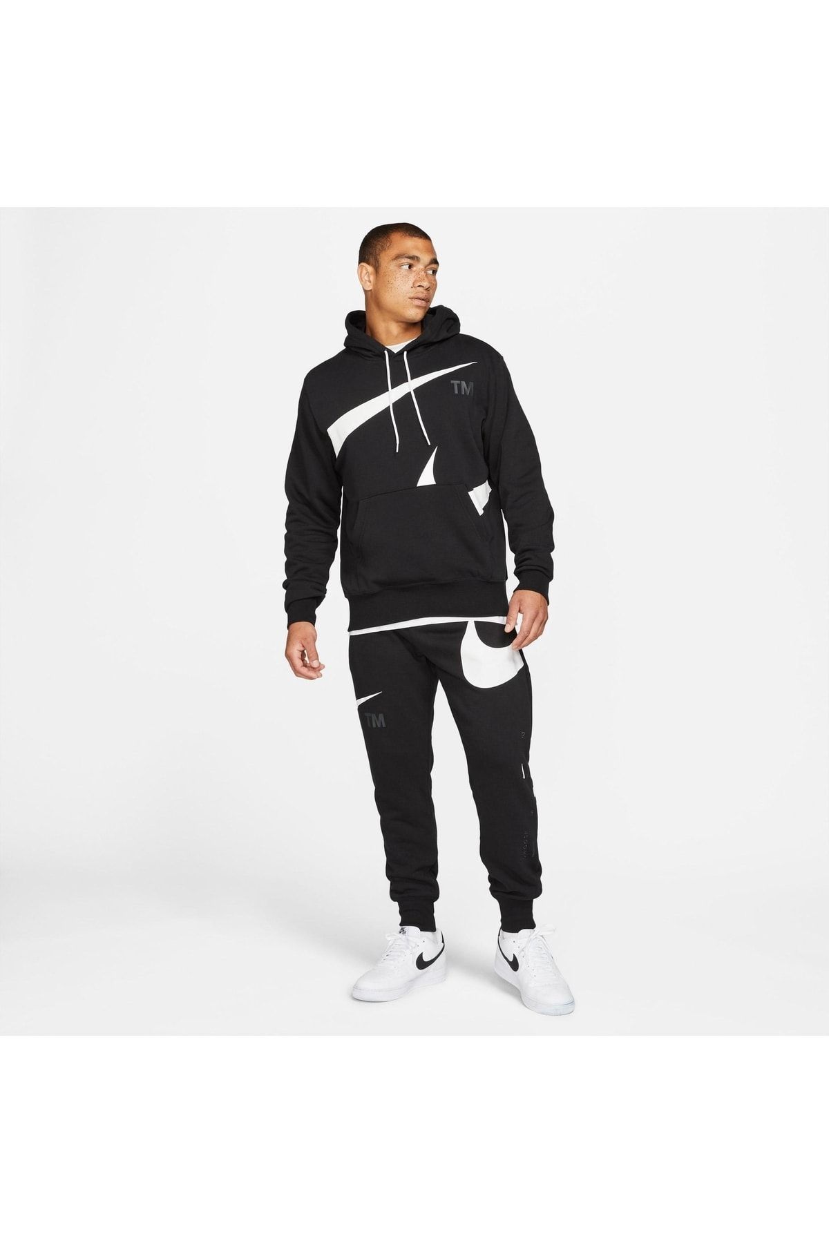 Nike standard fit fleece tracksuit black top
