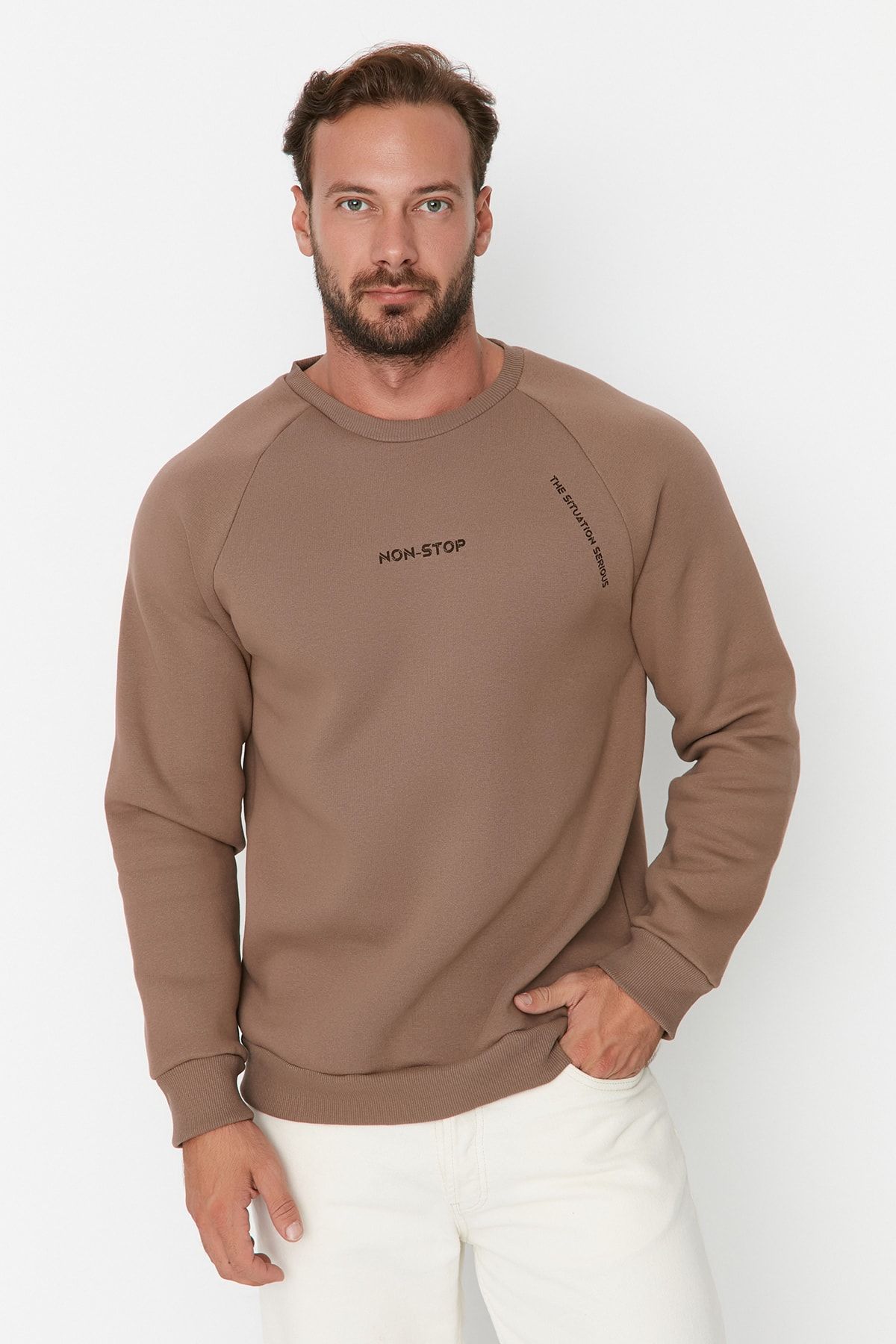 Trendyol Collection Sweatshirt - Brown - Regular fit - Trendyol