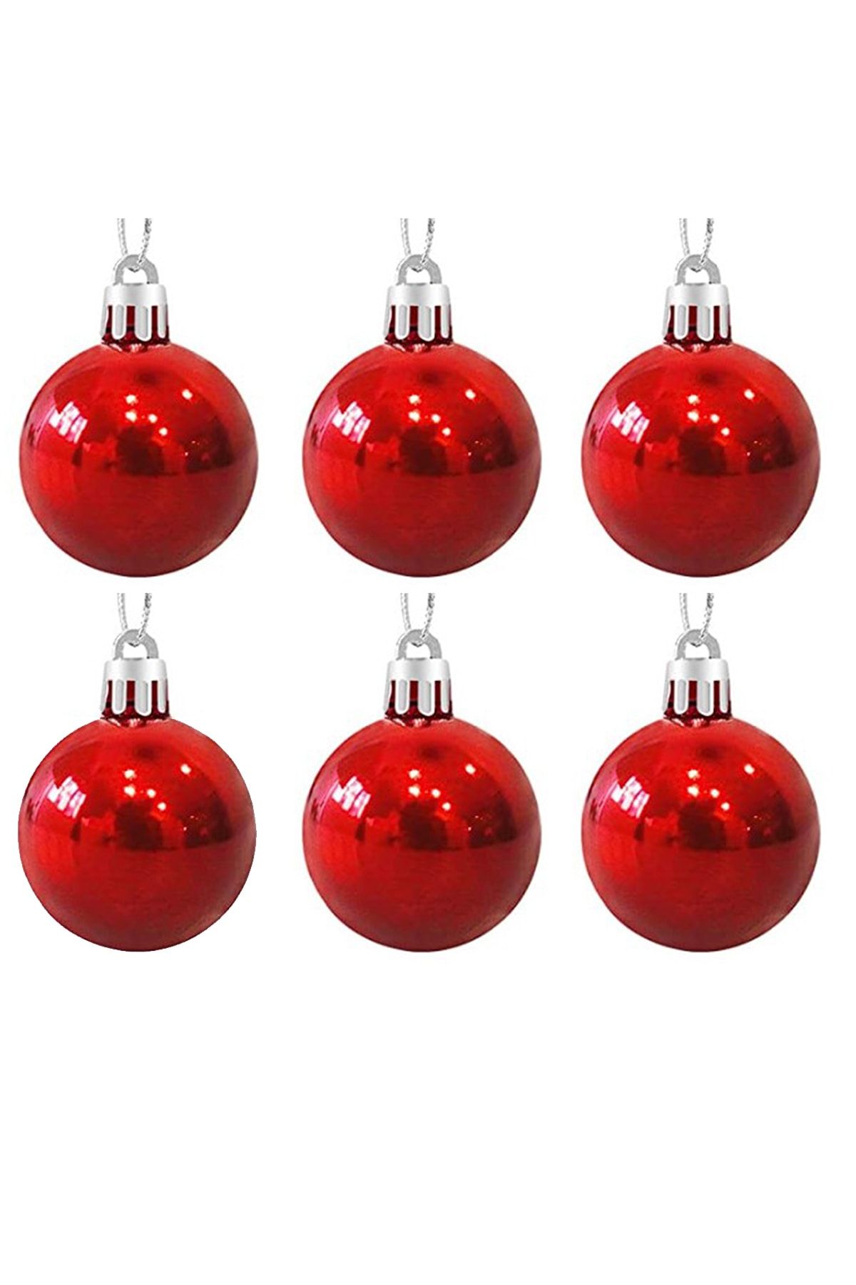 Parti Dolab Red 6 Piece New Year Ball Ornament 4cm Pine Tree
