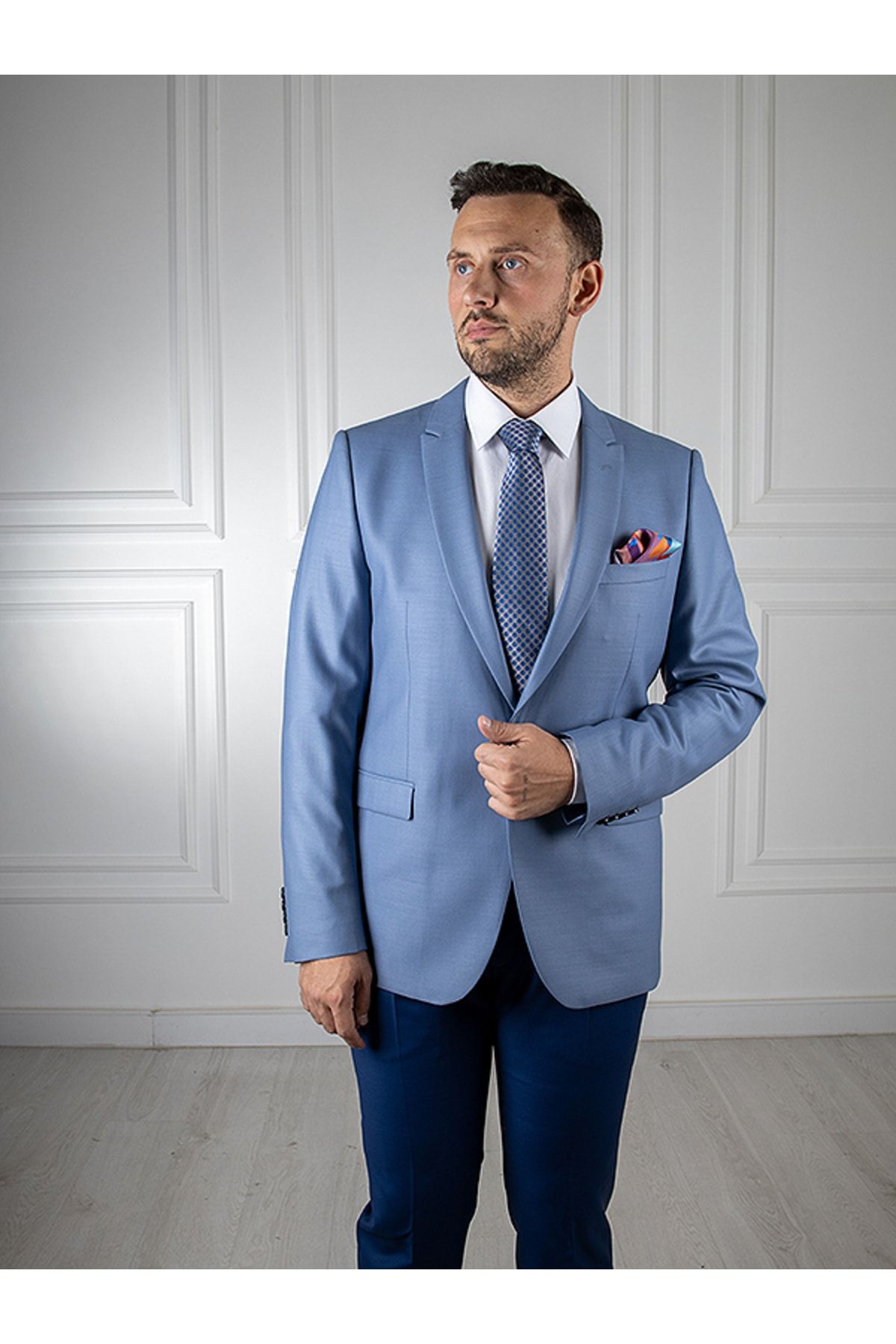 Blue suit coat top