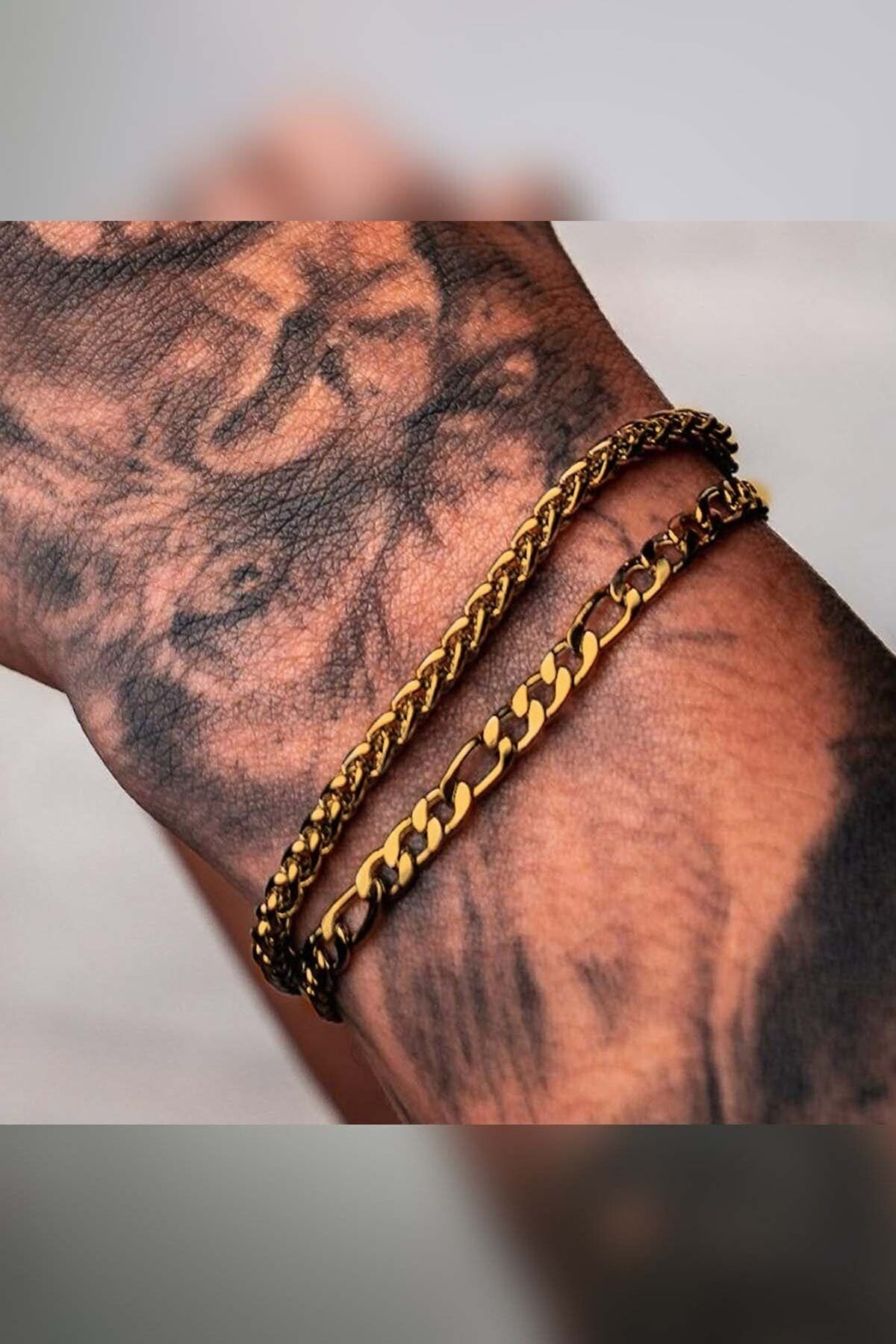 The Collection 2 Piece Angelus and Figaro Chain Tarnish Resistant