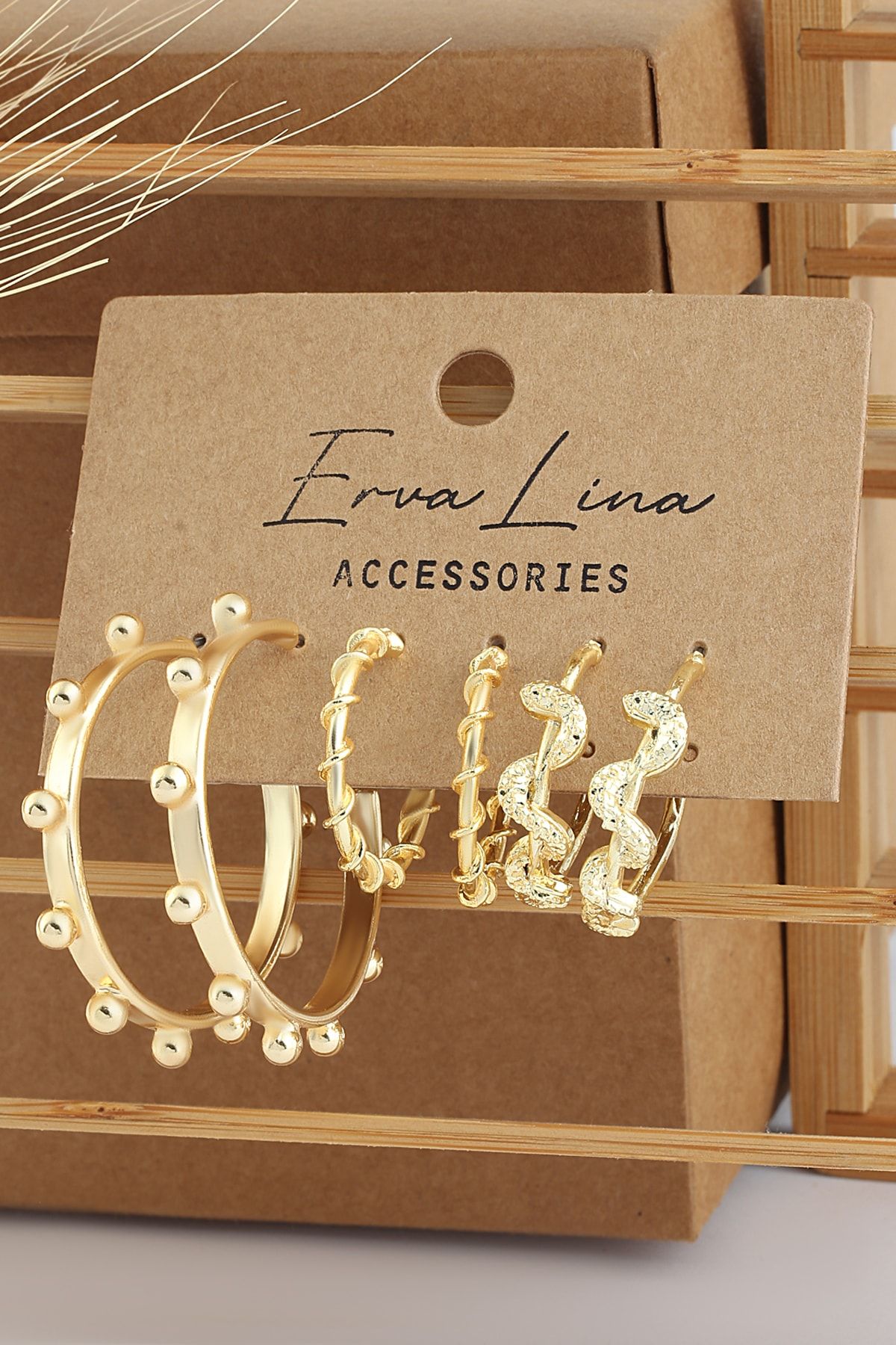 3 pair earring set gold deals