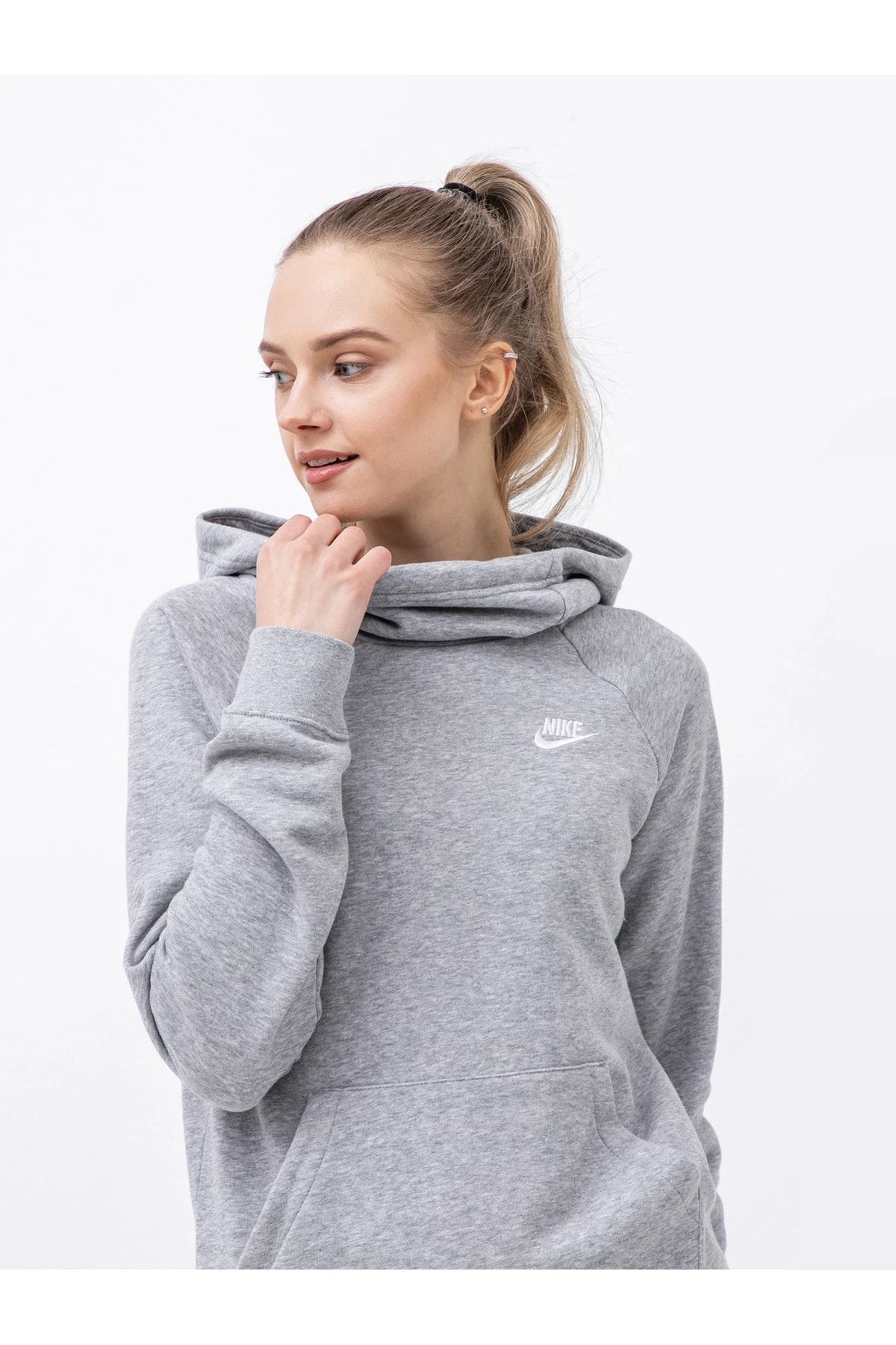 Grey nike funnel neck hoodie clearance