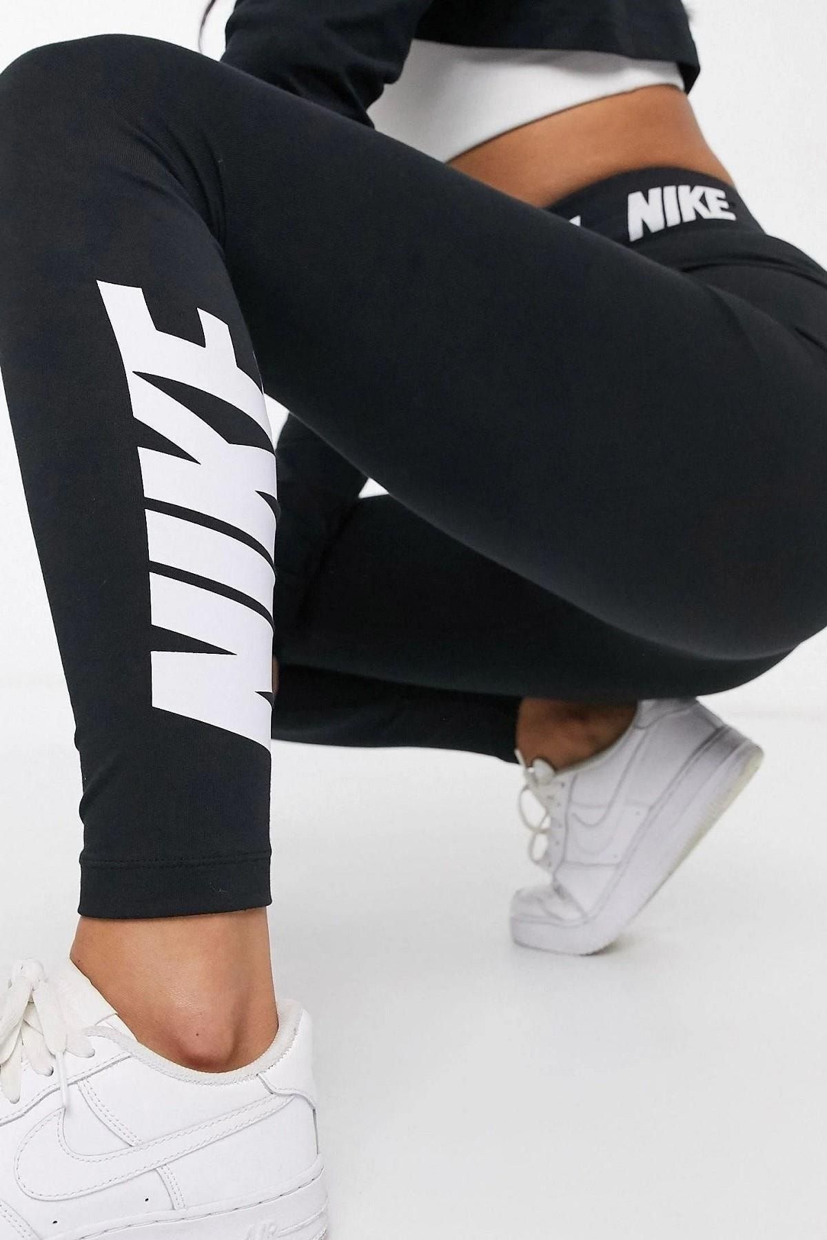 Nike Leggings High Rise High Waisted Cotton Polyester Thin Black Leggings  Ct - Trendyol