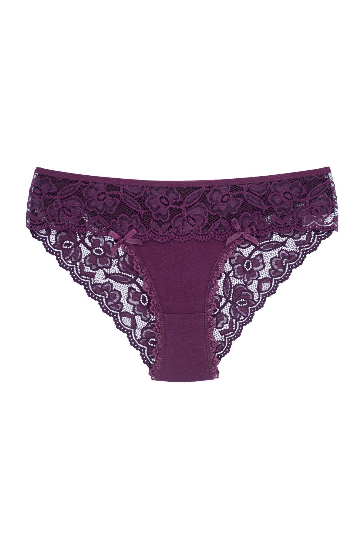 Purple Ladies Briefs, Cotton & Lace Briefs