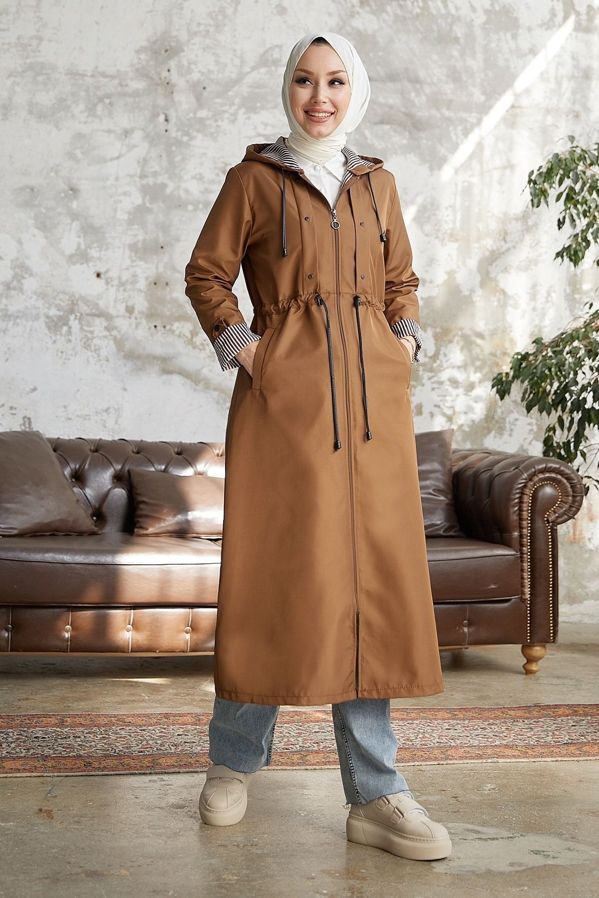 Long shop tan coat