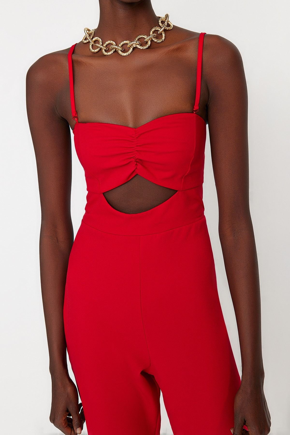 Trendyol Collection Jumpsuit Red Fitted Trendyol