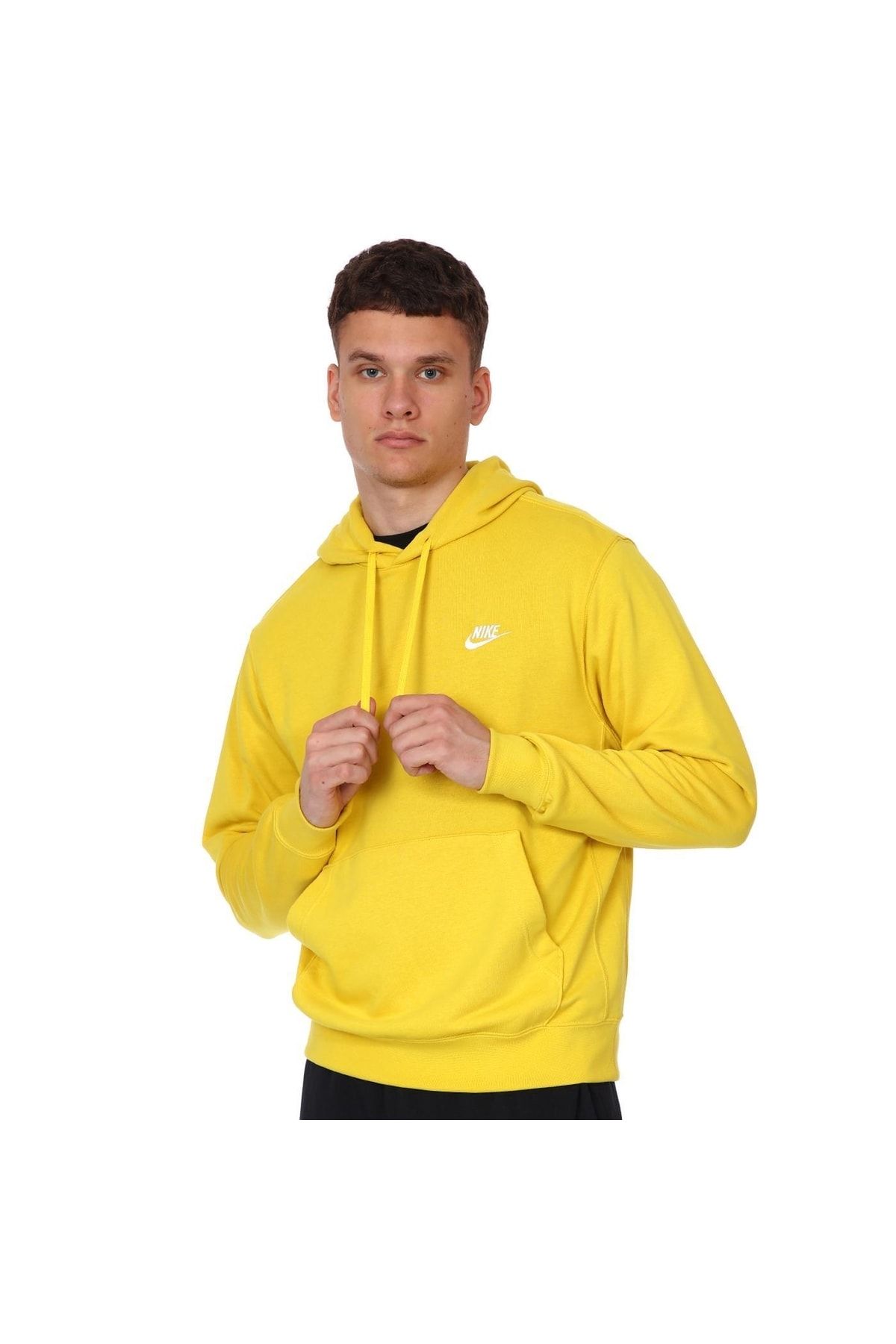 Nike M Nsw Club Hoodie Po Ft Men s Yellow Casual Style Sweatshirt