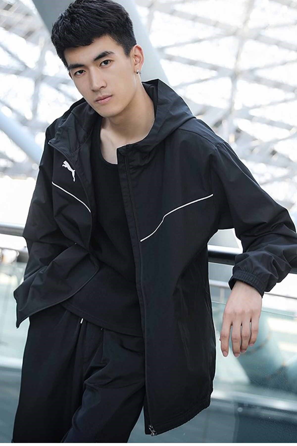 Puma black and white windbreaker top