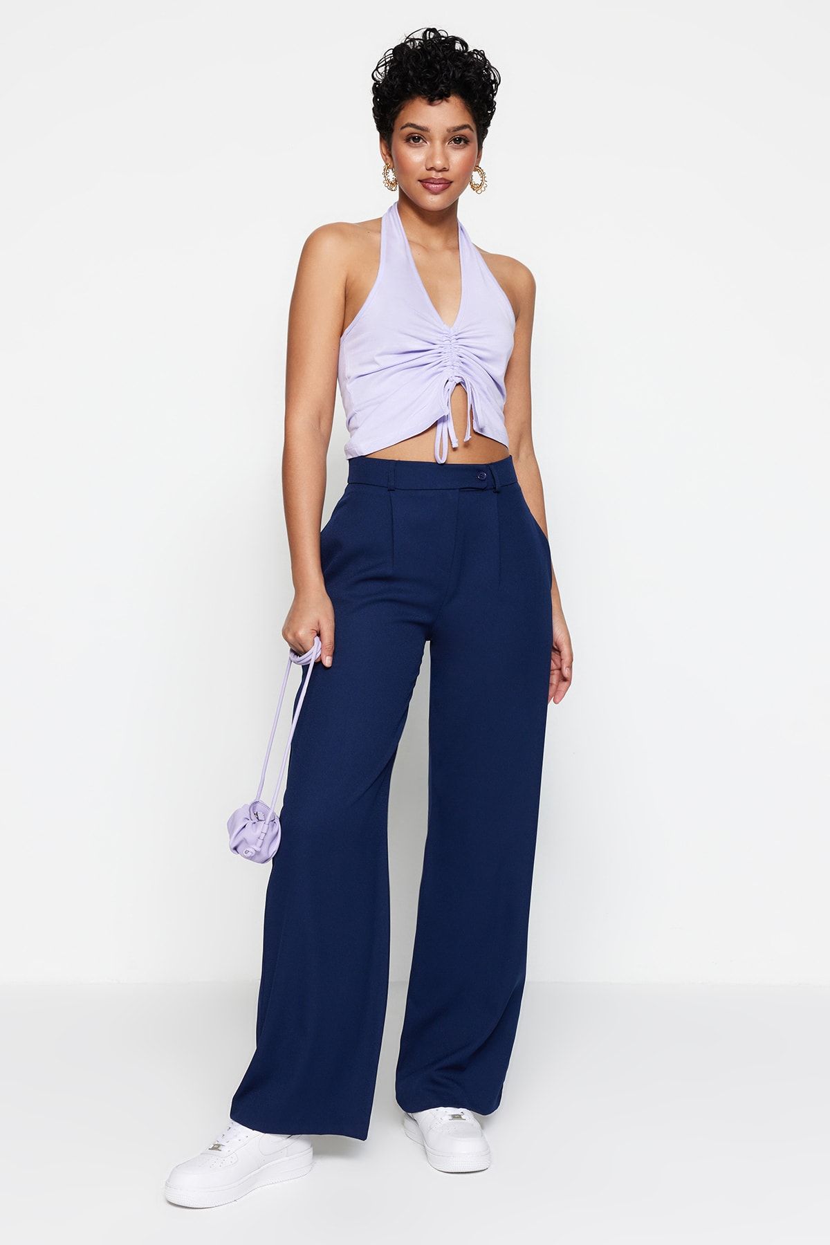 Happiness İstanbul Wide Leg Masculine Woven Trousers - Trendyol