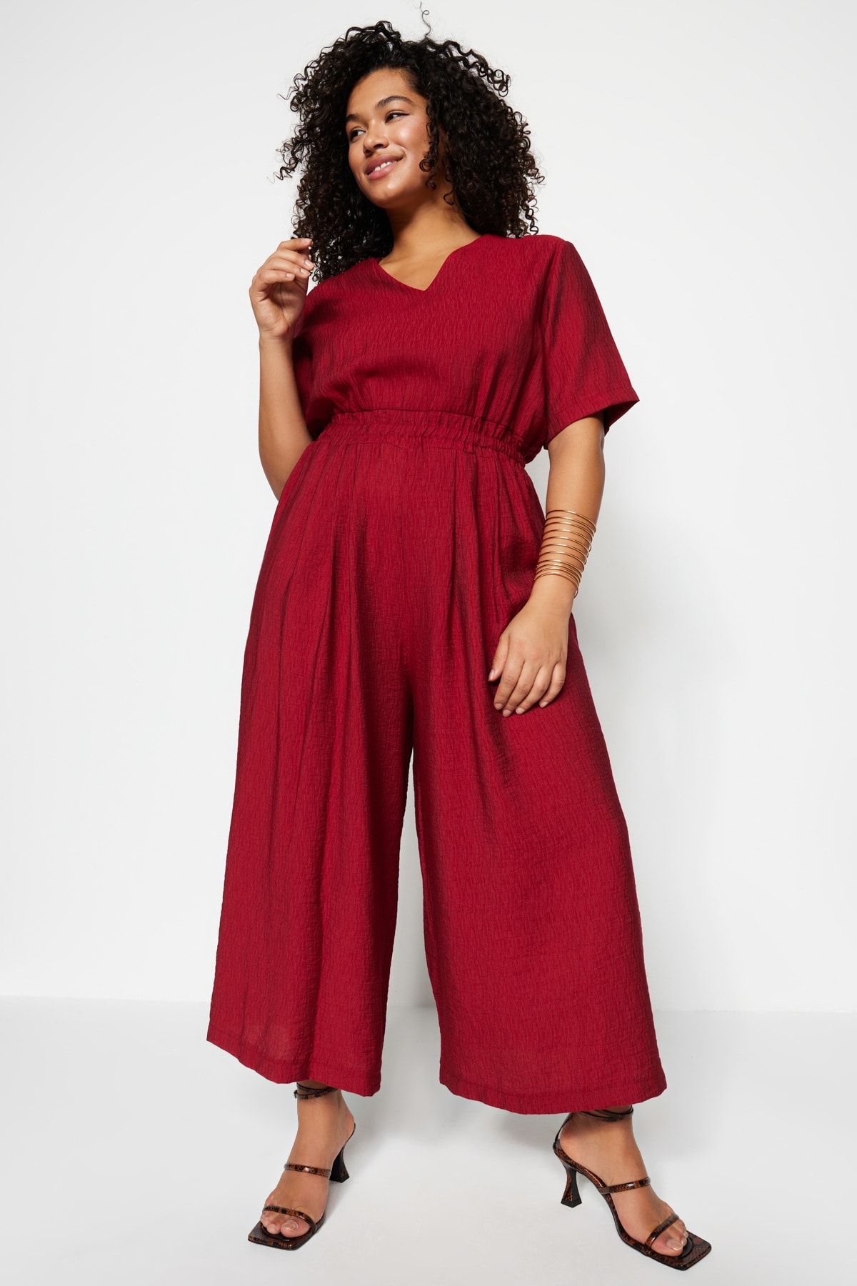 Plus size shop burgundy jumpsuit