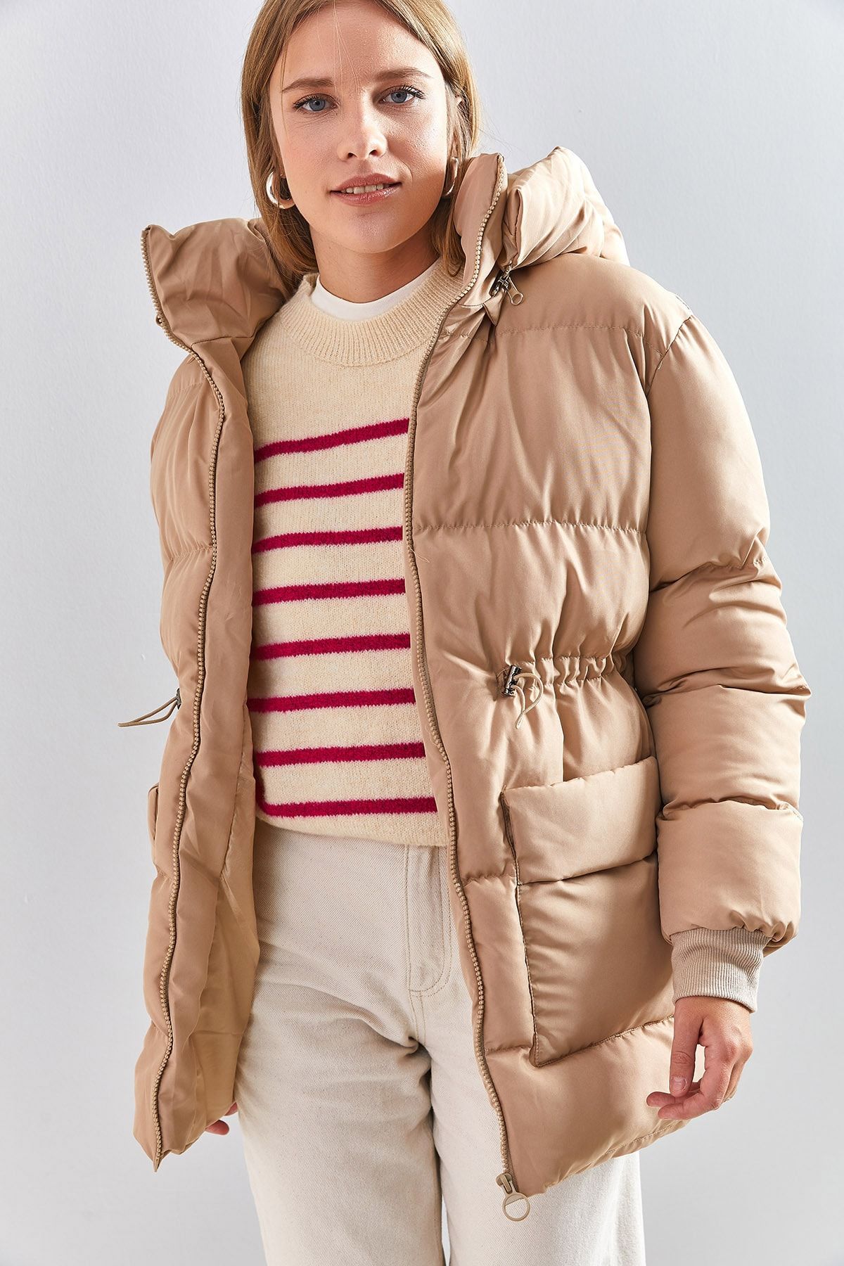 Womens puffer jacket 2025 with removable hood