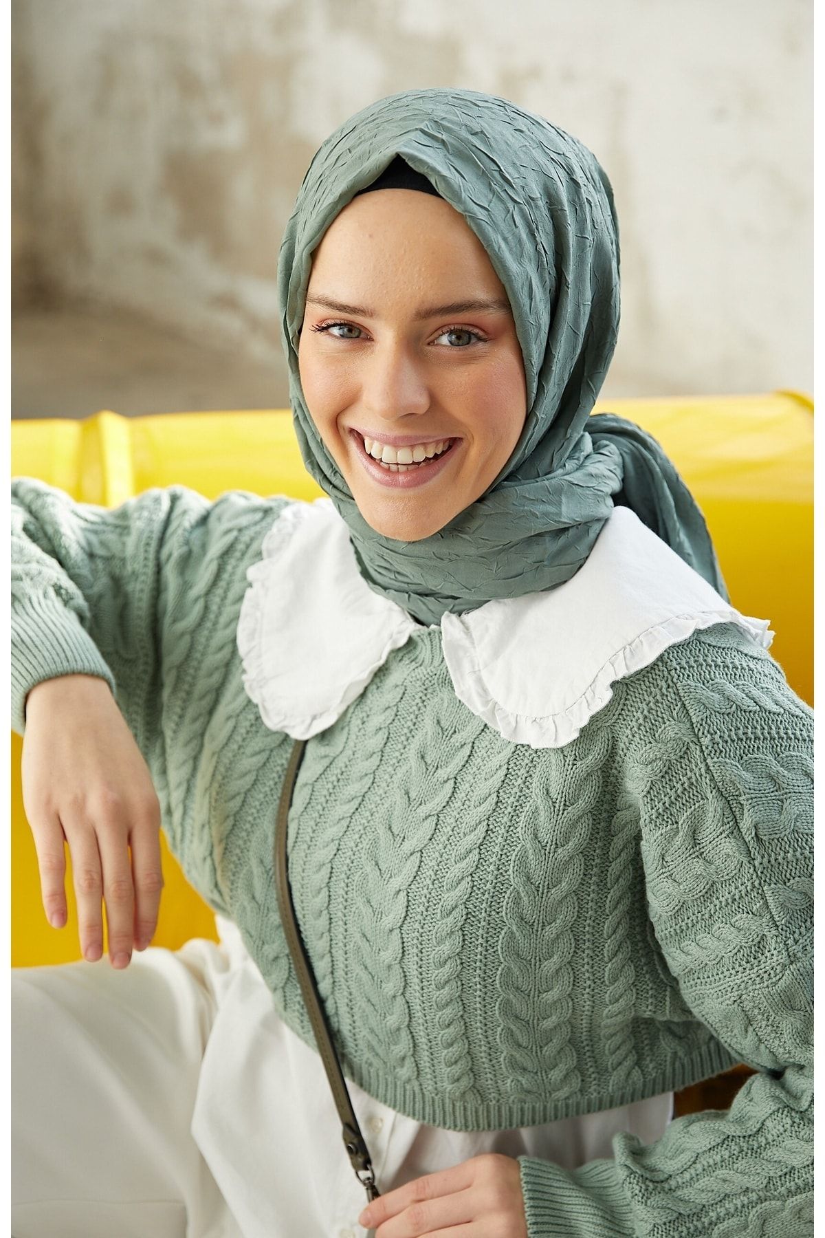 Green cotton scarf best sale