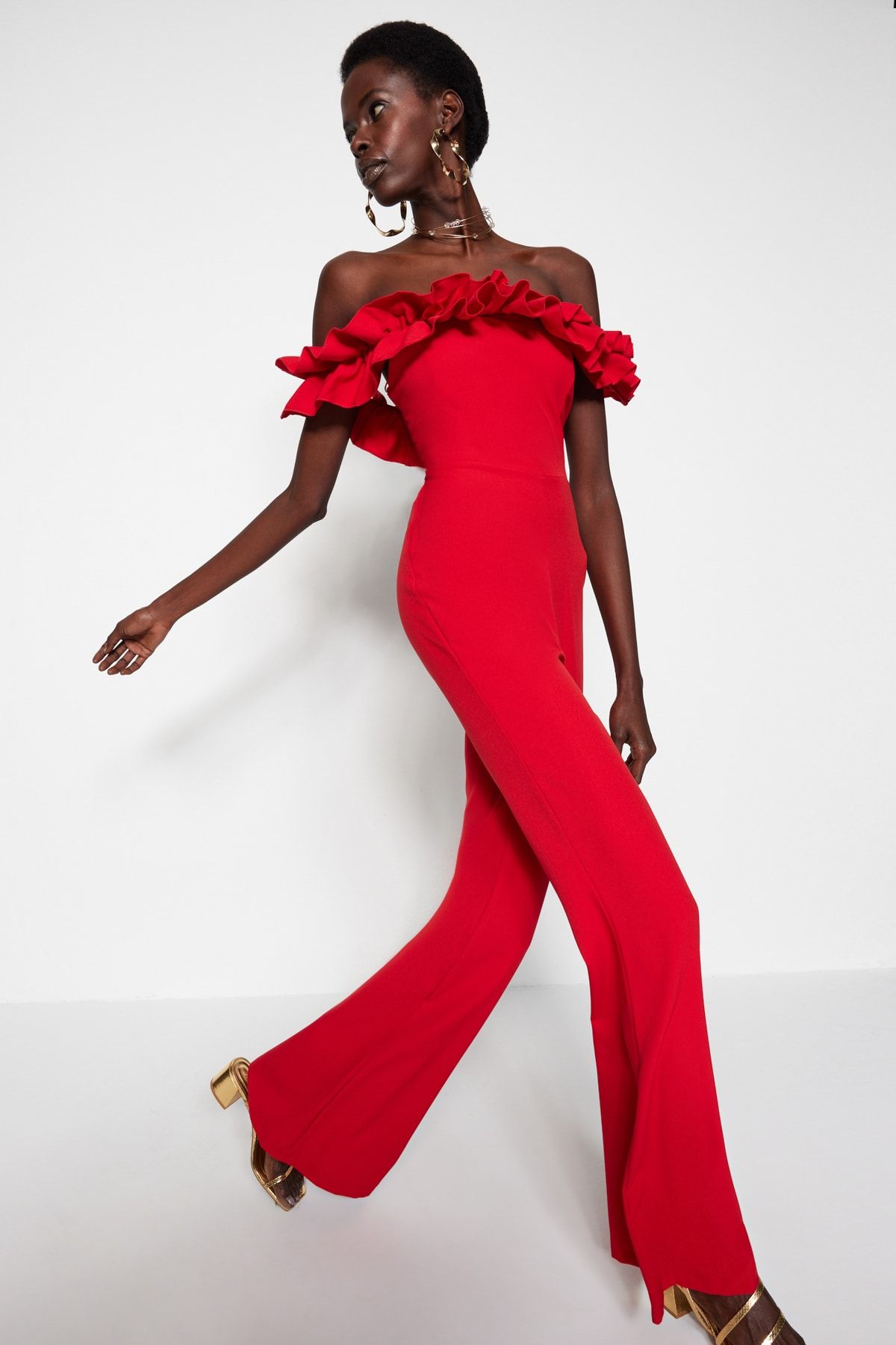 Trendyol Collection Jumpsuit Red Fitted Trendyol