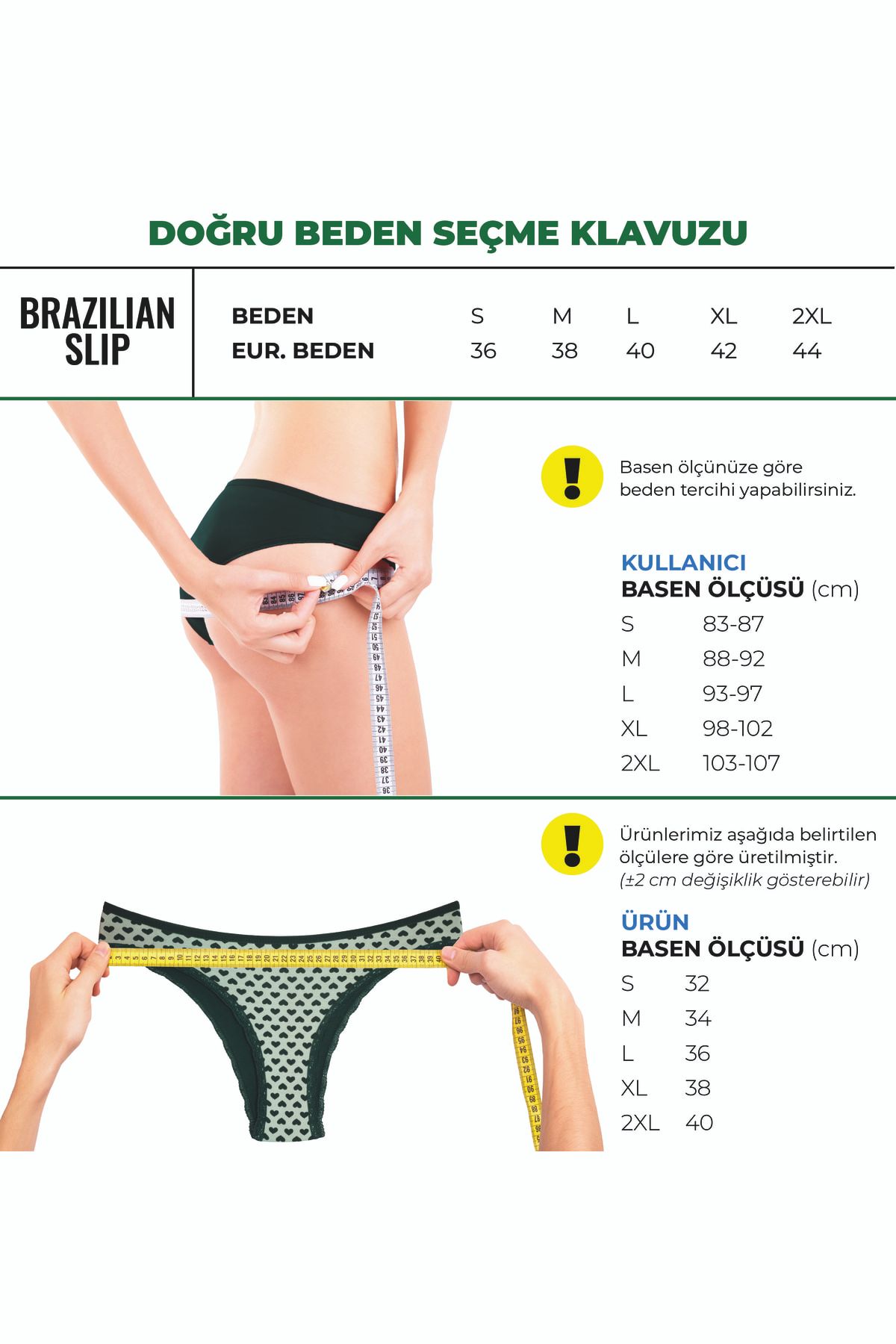 ALYA UNDERWEAR Women's Dark Green Tone Lace Brazilian Slip Panties-heart-striped-plain  (s,m,l,xl,2xl) -7 Pieces/pkt - Trendyol