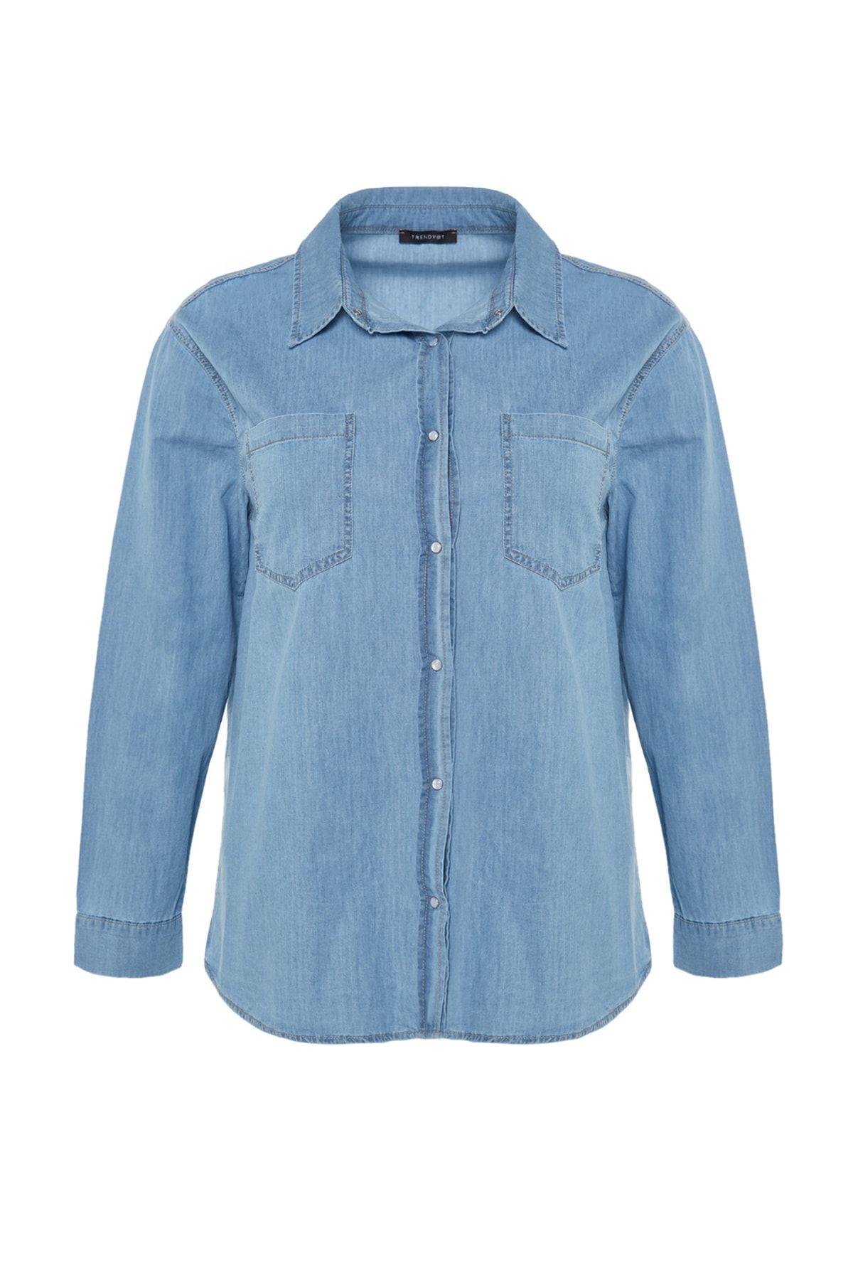 Trendyol Curve Light Blue Denim Shirt TBBAW23AX00018 Trendyol