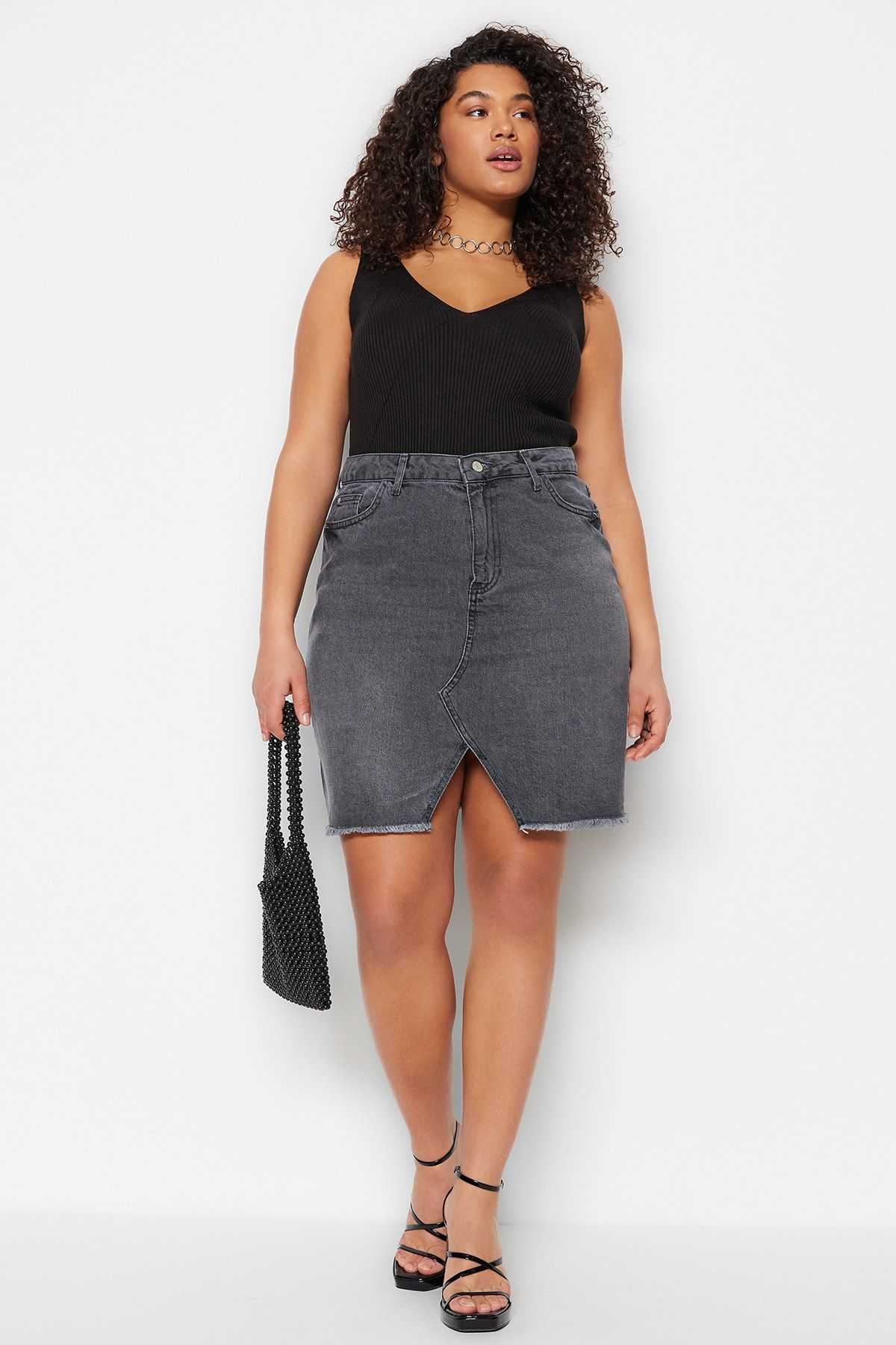Gray plus size grey skirt 2025