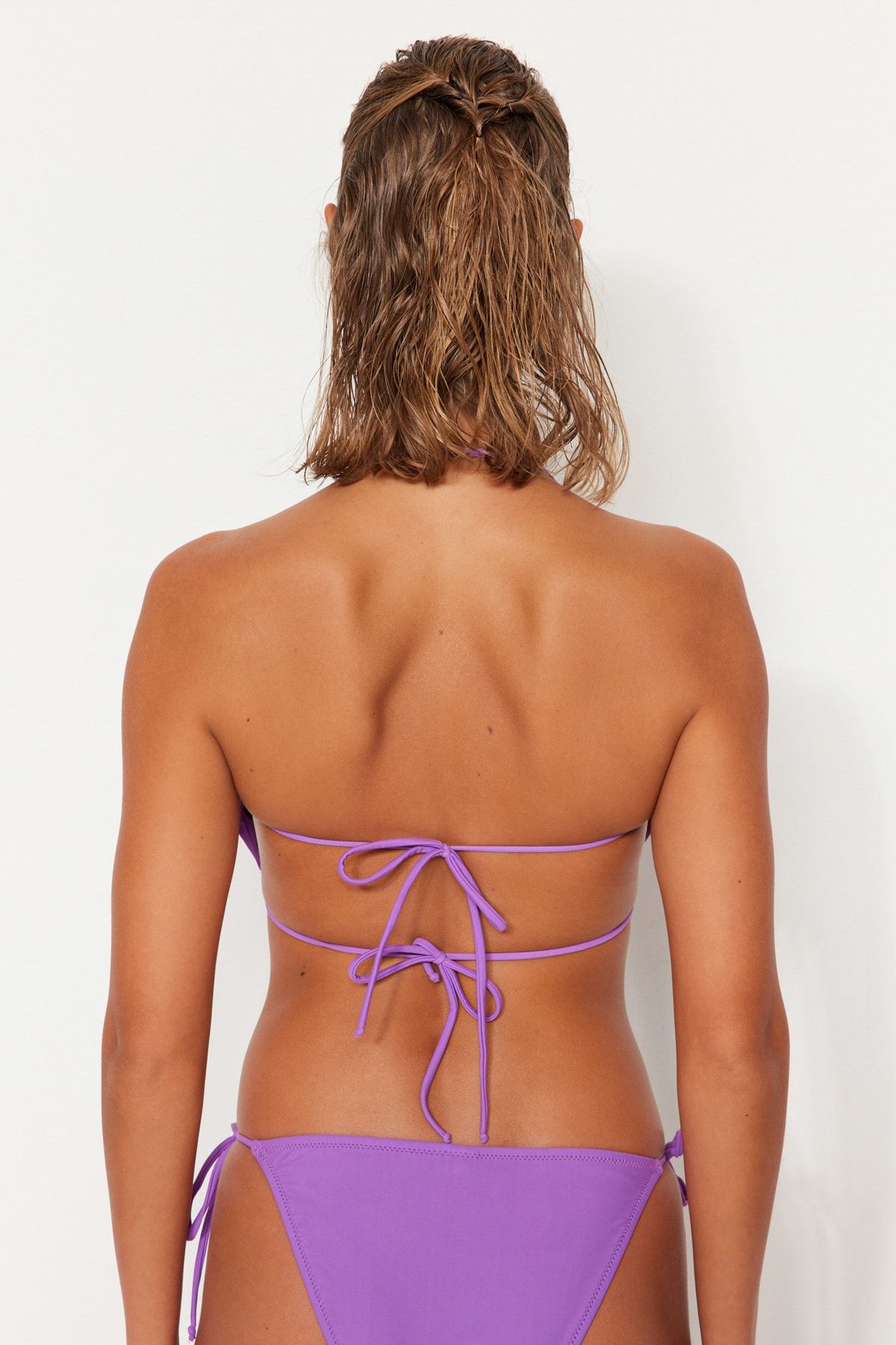 Strapless ruffle bikini sales top