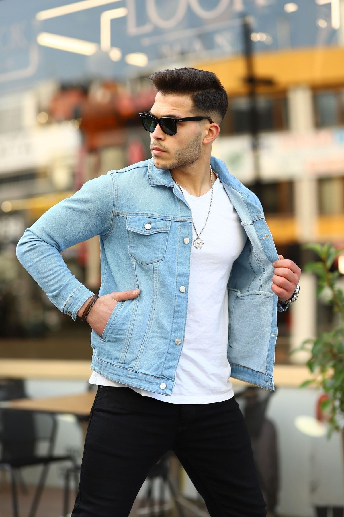 Denim jacket hot sale and dress shirt