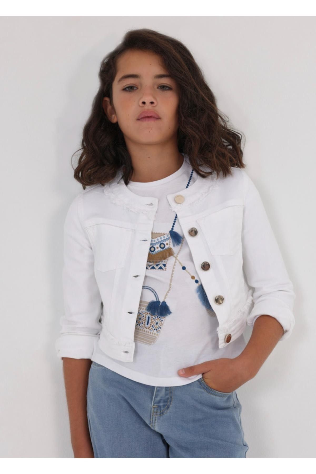 Mayoral Girl s White Denim Jacket Trendyol