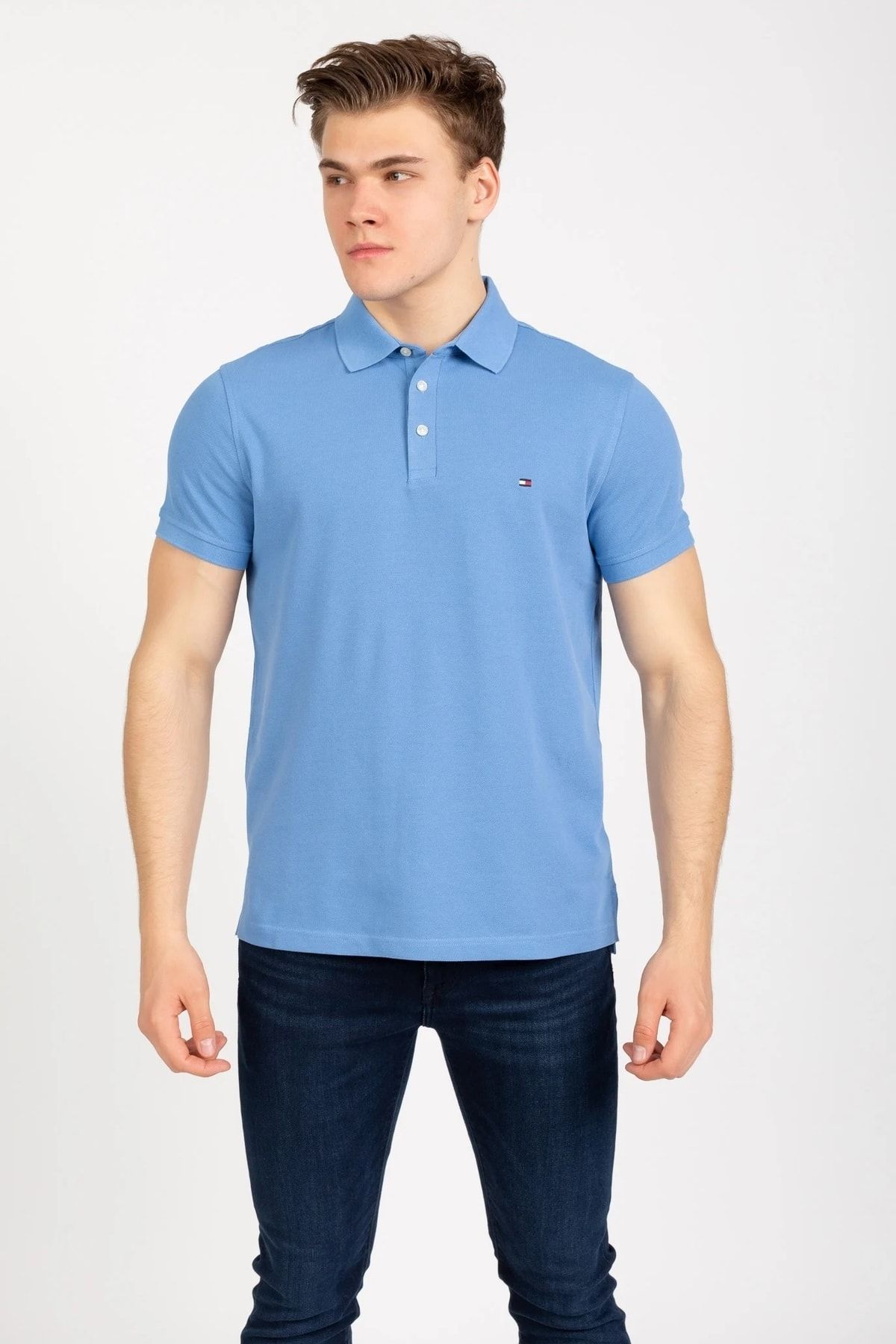Tommy Hilfiger Slim Fit Pique Polo T shirt Sky Blue Trendyol