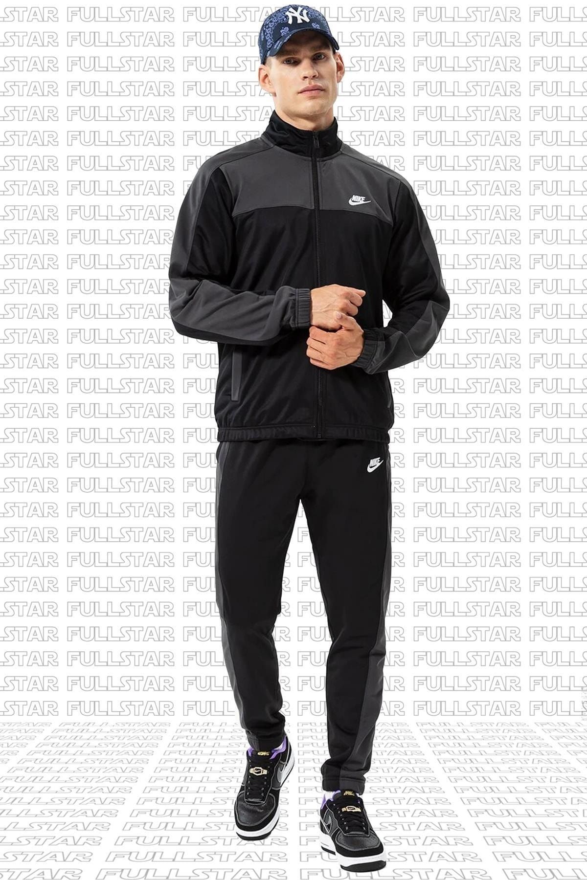 Nike full black best sale tracksuit