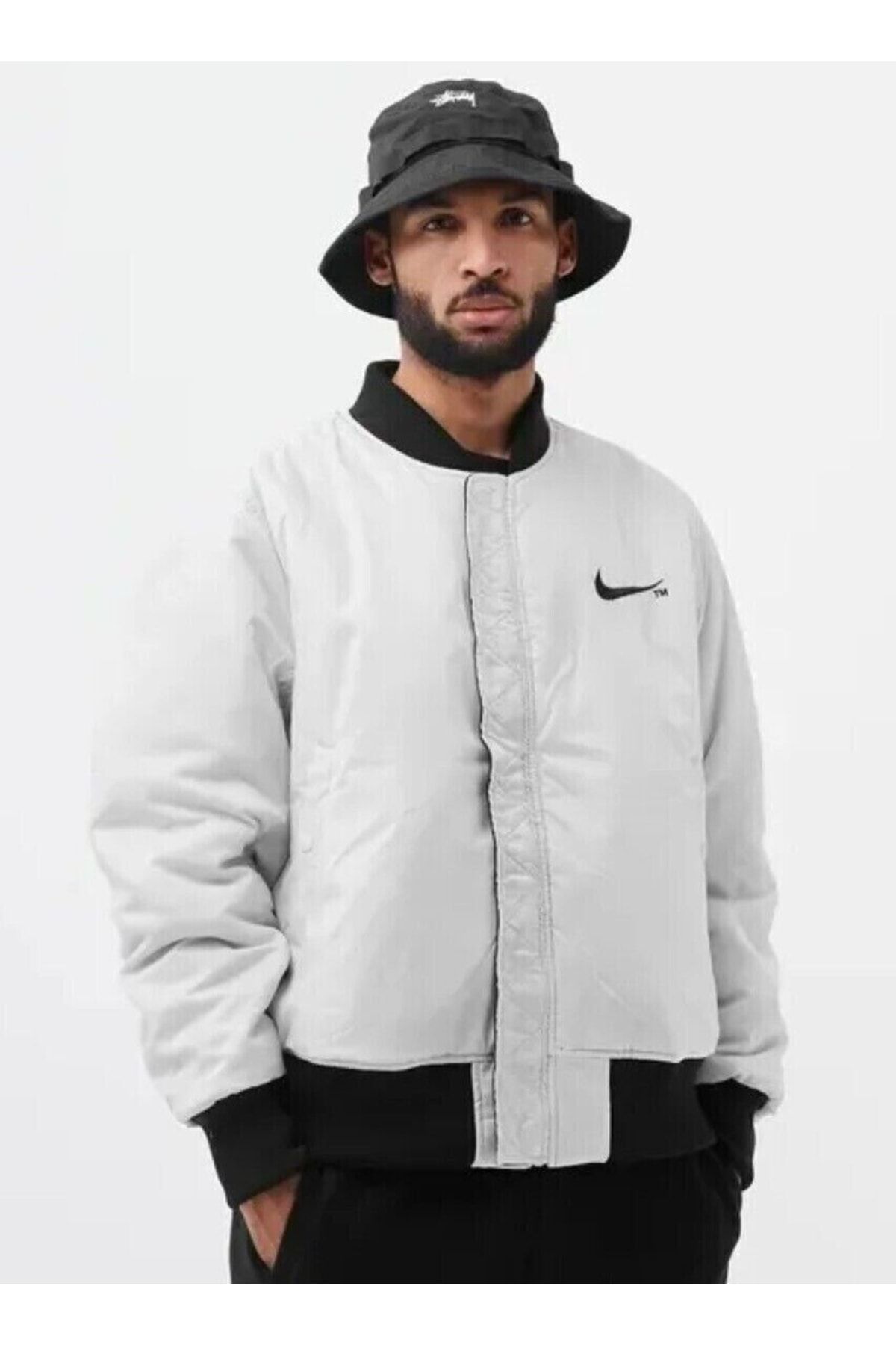 Black and white outlet nike bomber jacket