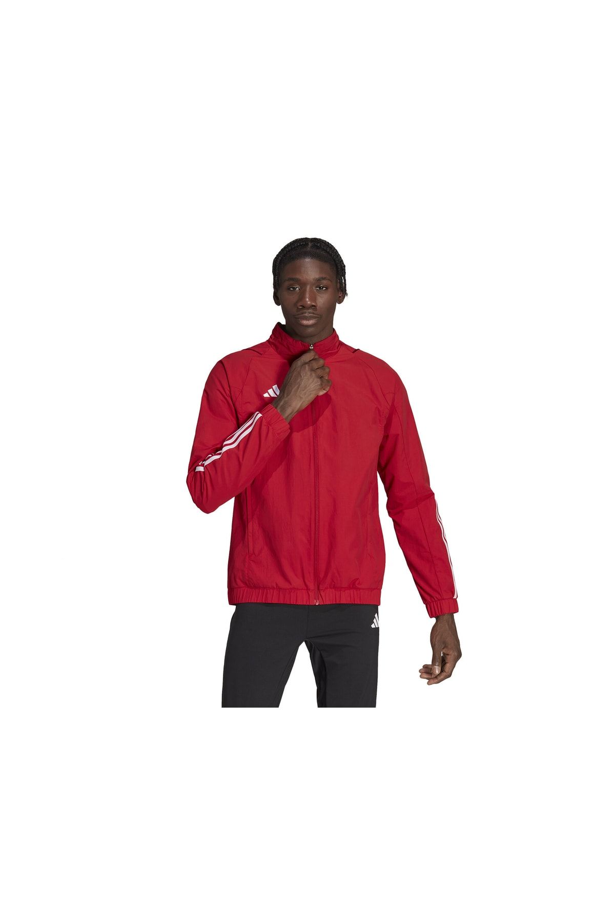 Adidas jacket hotsell black red