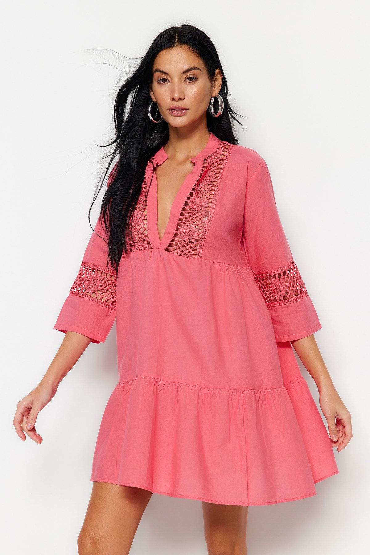 Coral store beach dress