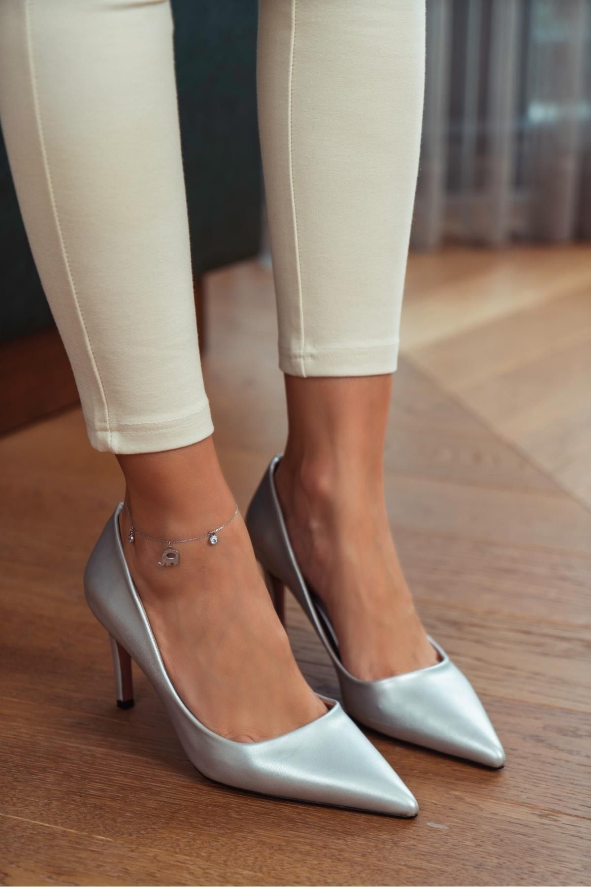 N ANTA I SHOES Brenda Silver Matte Pointed Toe Women s Stiletto