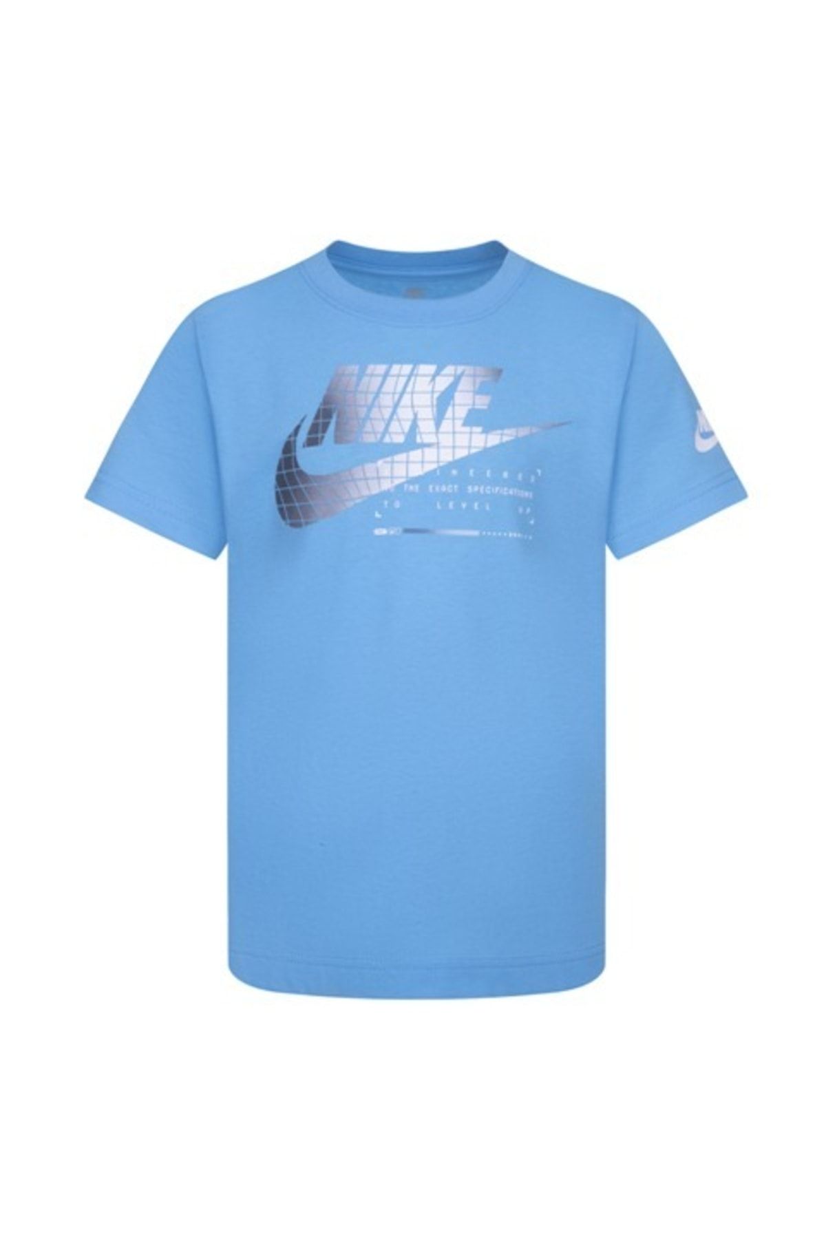 White nike shirt hot sale with blue logo