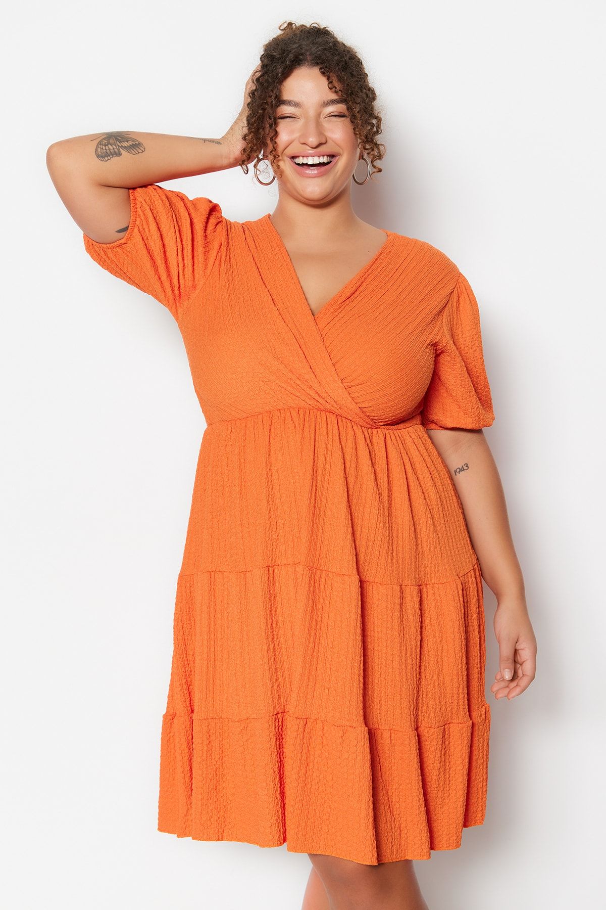 Orange store skater dress