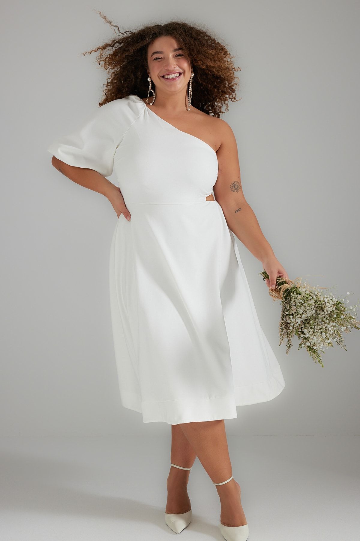 White a line dress plus size hot sale