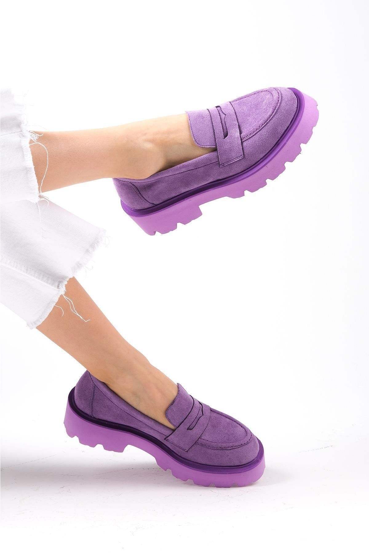 Mio Gusto Bobbie Lilac Color Suede Thick Soled Women s Casual