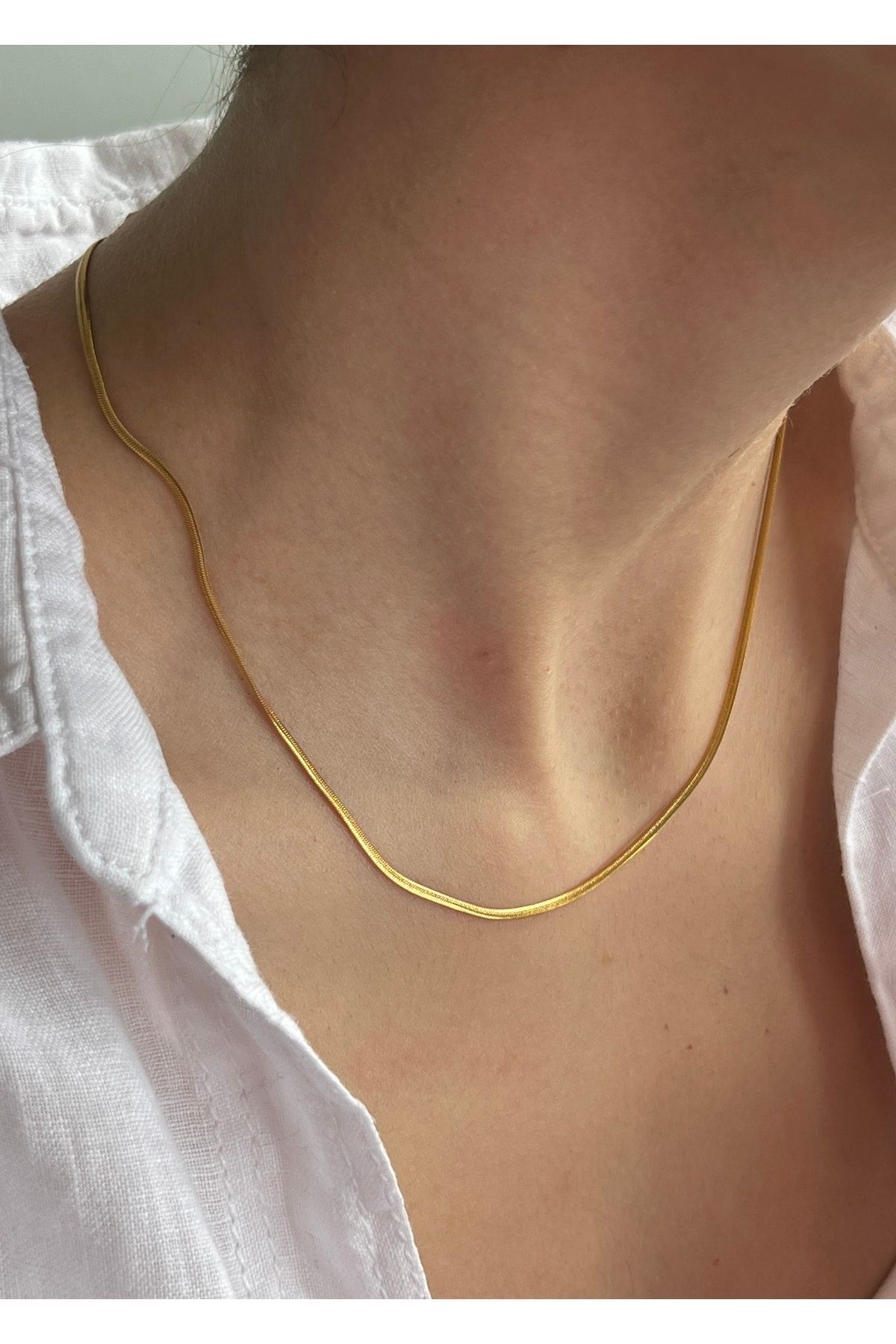 Simple|stainless Steel Snake Chain Choker Necklace For Women - Minimalist  Gold Pendant