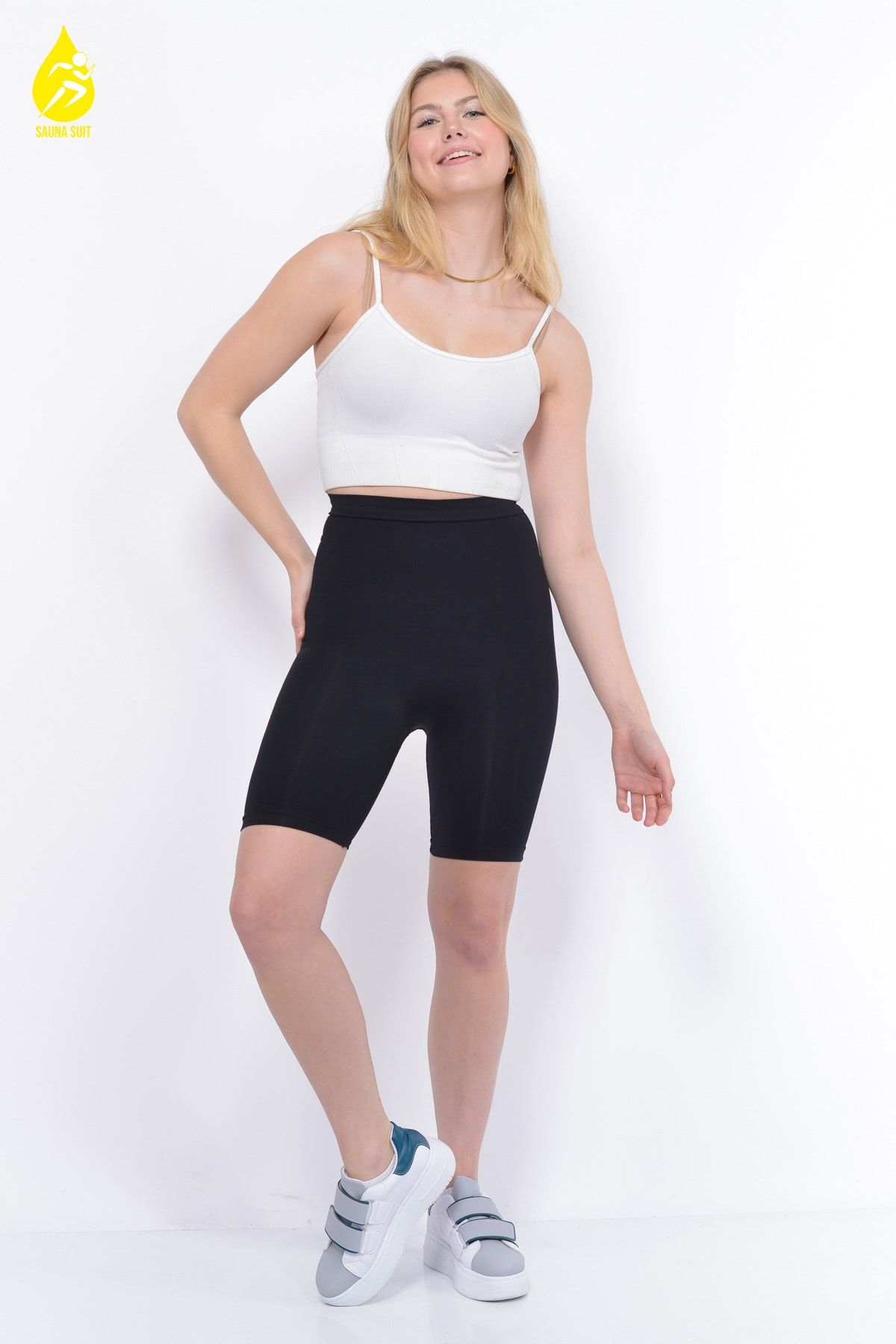 SAUNA SUIT Body Shaper Lifting Firming Silicone Non-Slip Black Premium  Corset Shorts - Trendyol