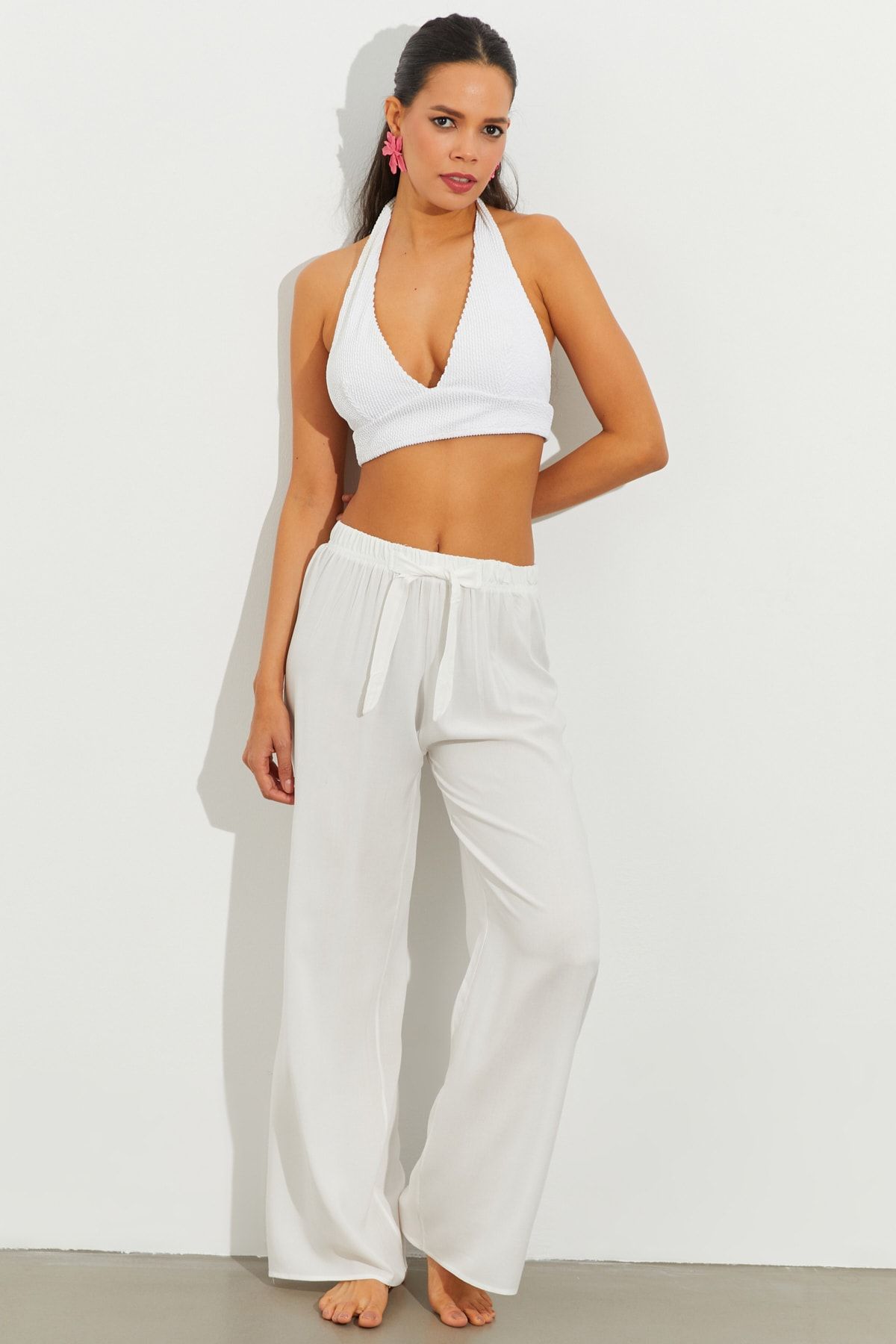 Match Point Linen Wide Leg Palazzo Pants LP70 | Lori's Lovelies