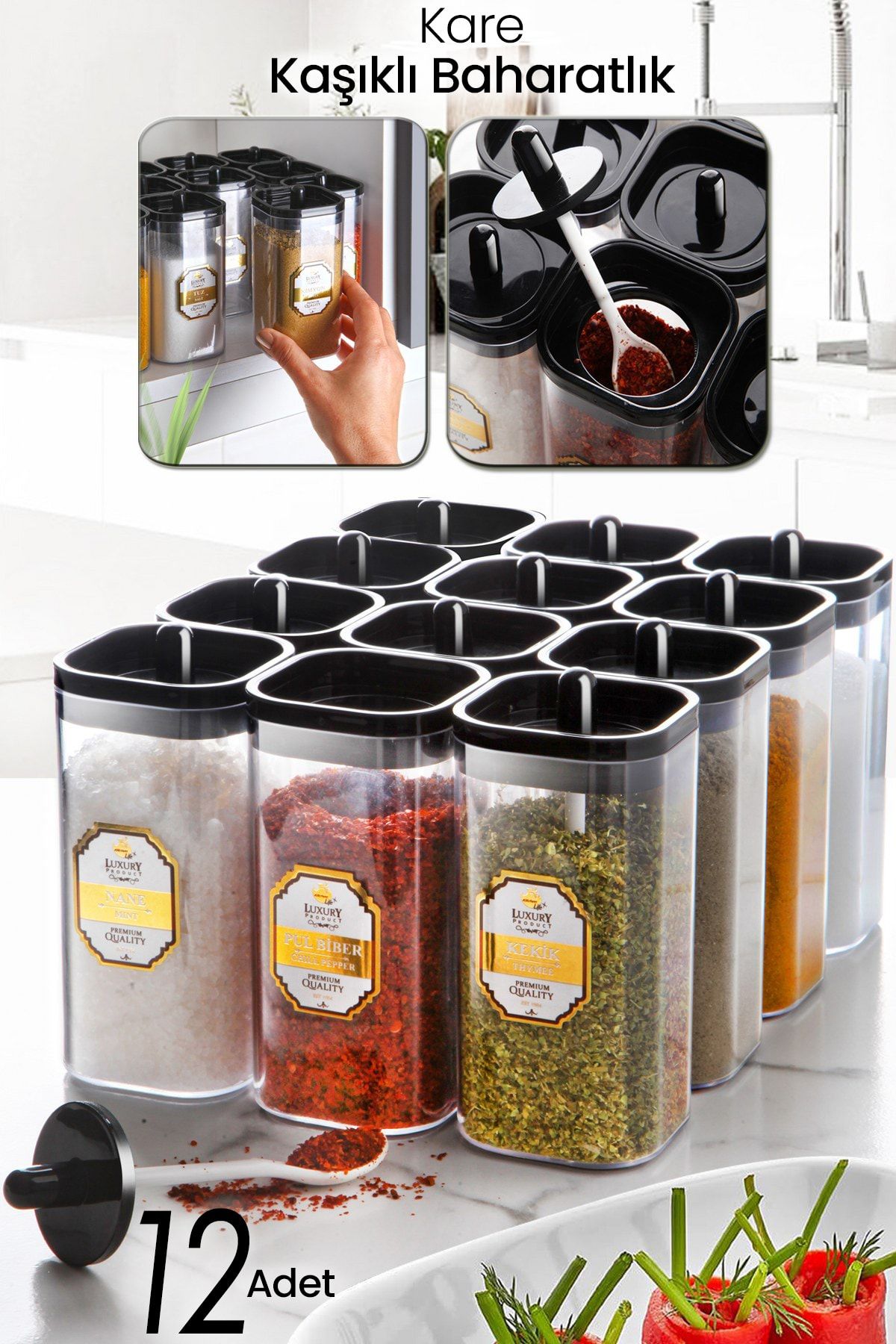 Set of online 12 spice jars