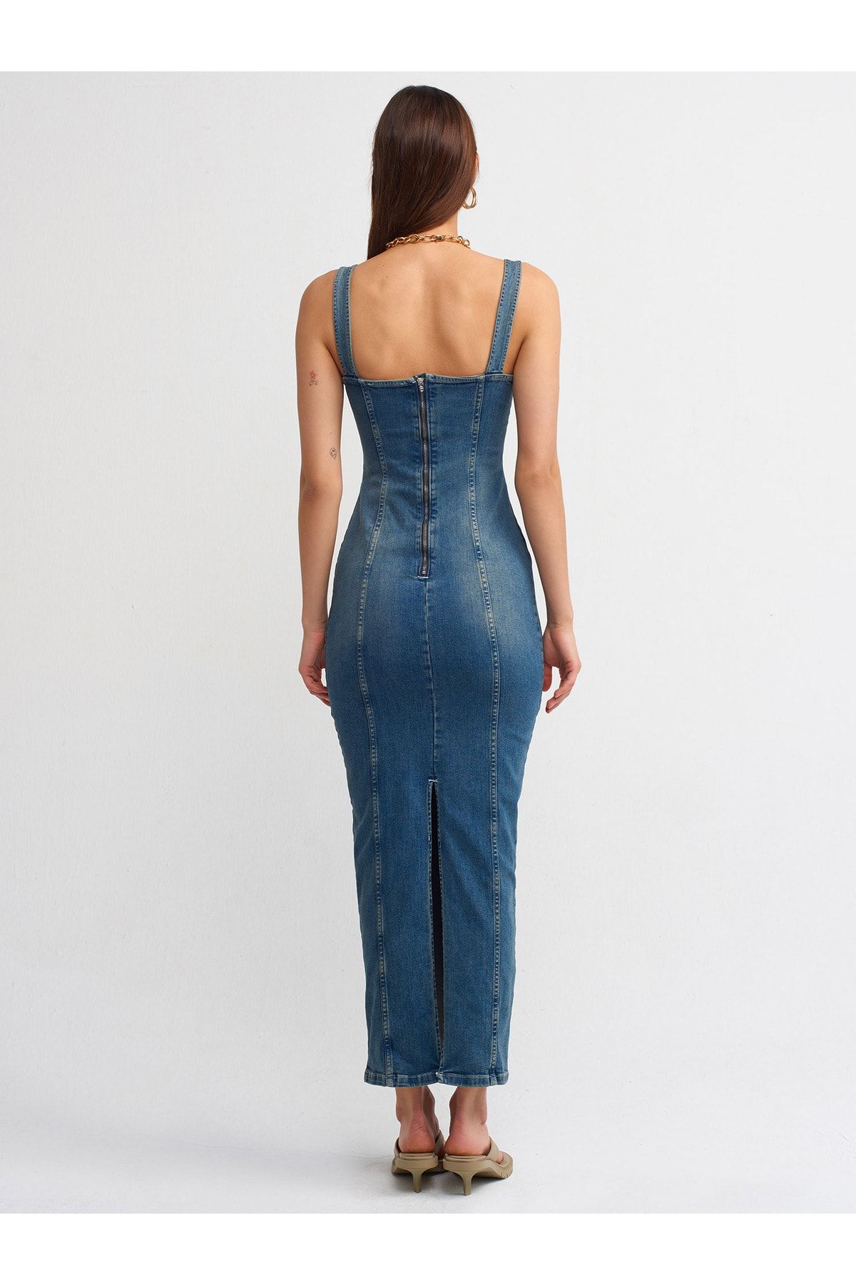 Denim long frock online