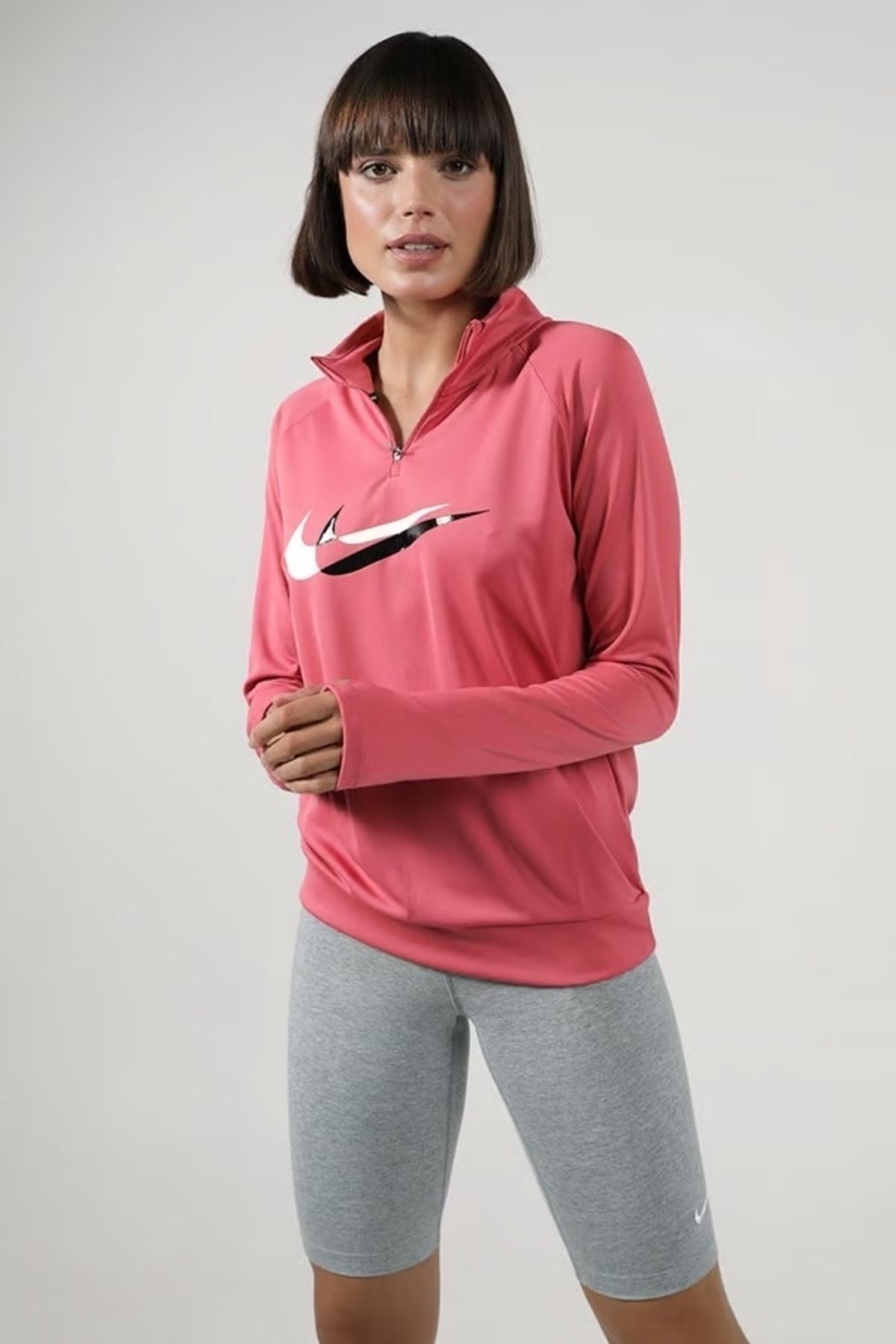 Nike Dri Fit Swoosh Run 1 4 Zip Running Midlayer Long Sleeve
