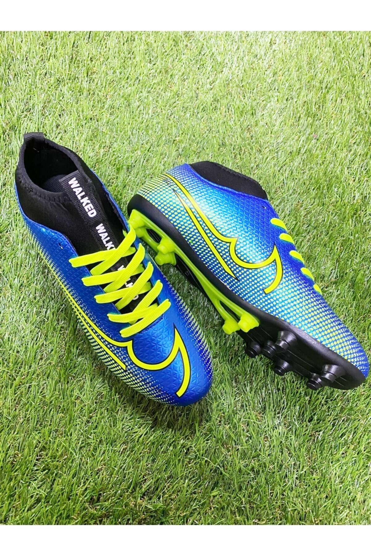Walked Mercur Super Boys Yellow Navy R High Top Turf Soccer Cleats
