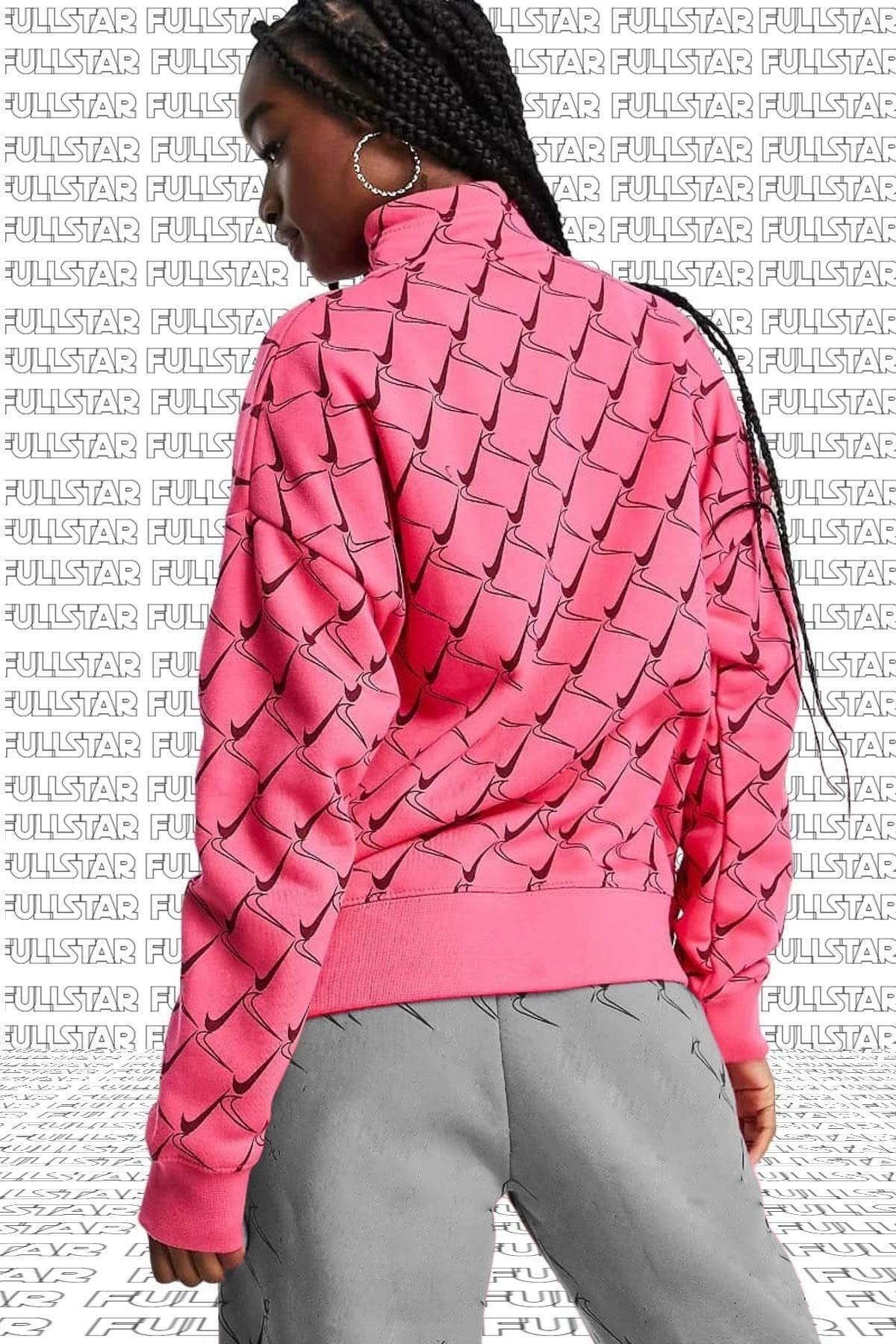 Nike nsw swoosh woven hot sale half zip jacket pink